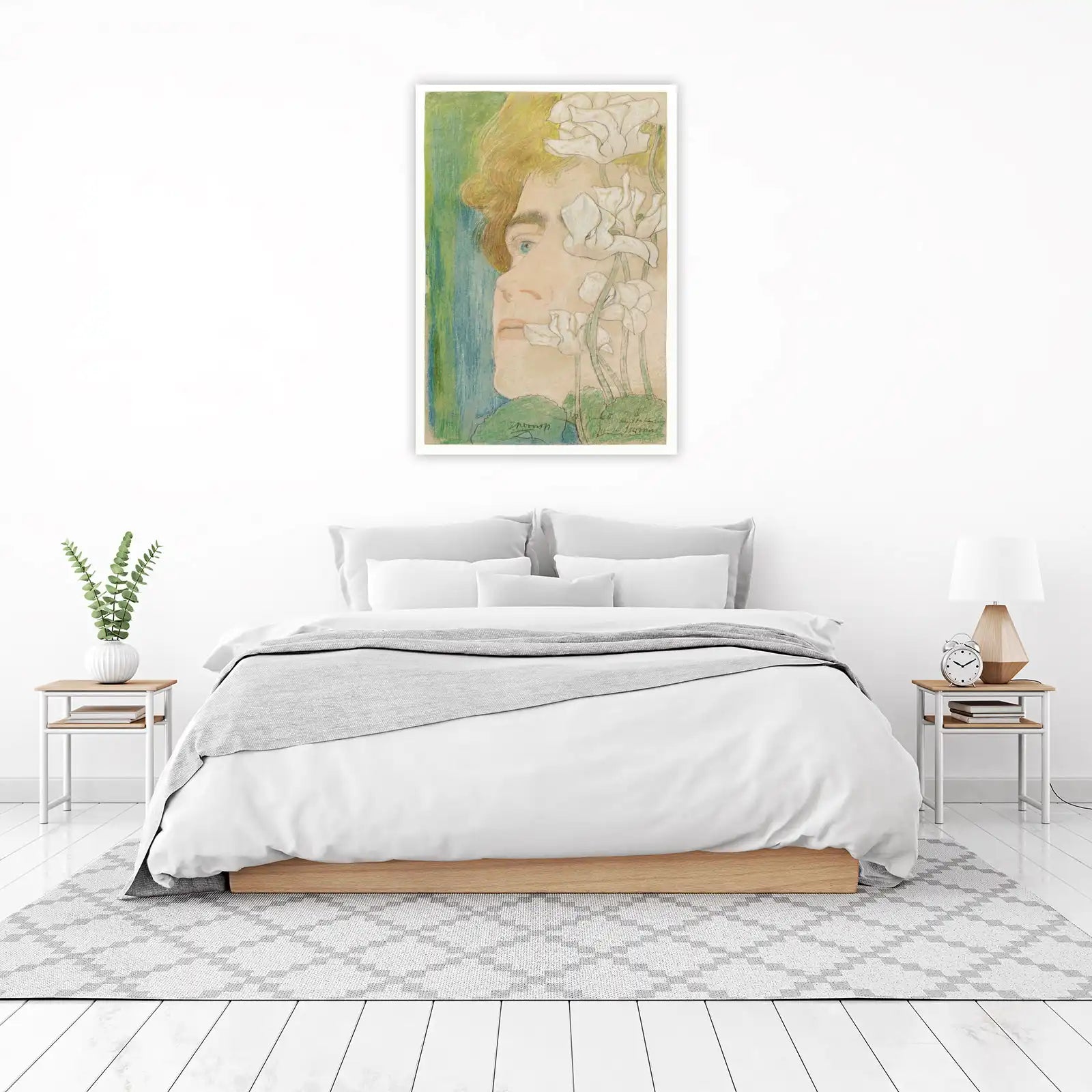 Art Nouveau Cyclamen Woman Portrait Wall Art