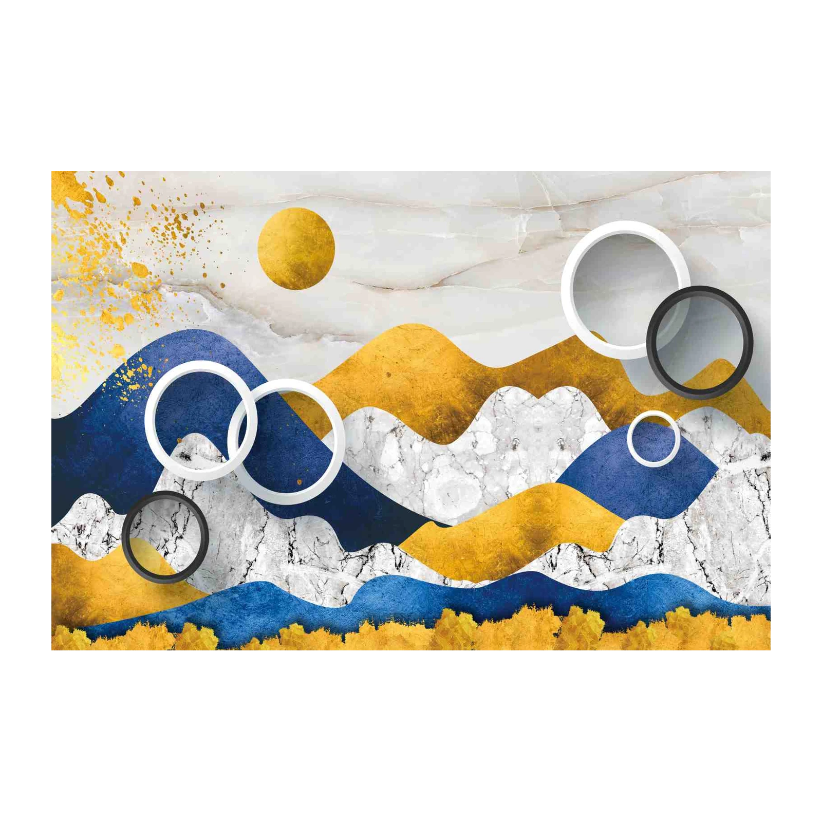 Abstract Gold Mountain Circles Wall Art