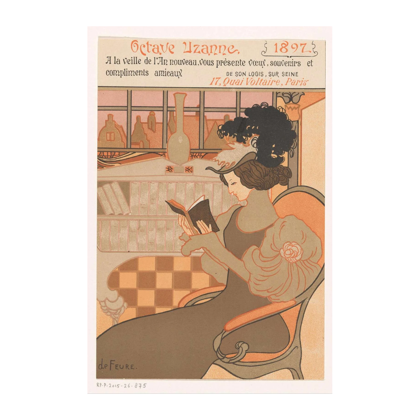 Elegant Woman Reading Art Nouveau Wall Art