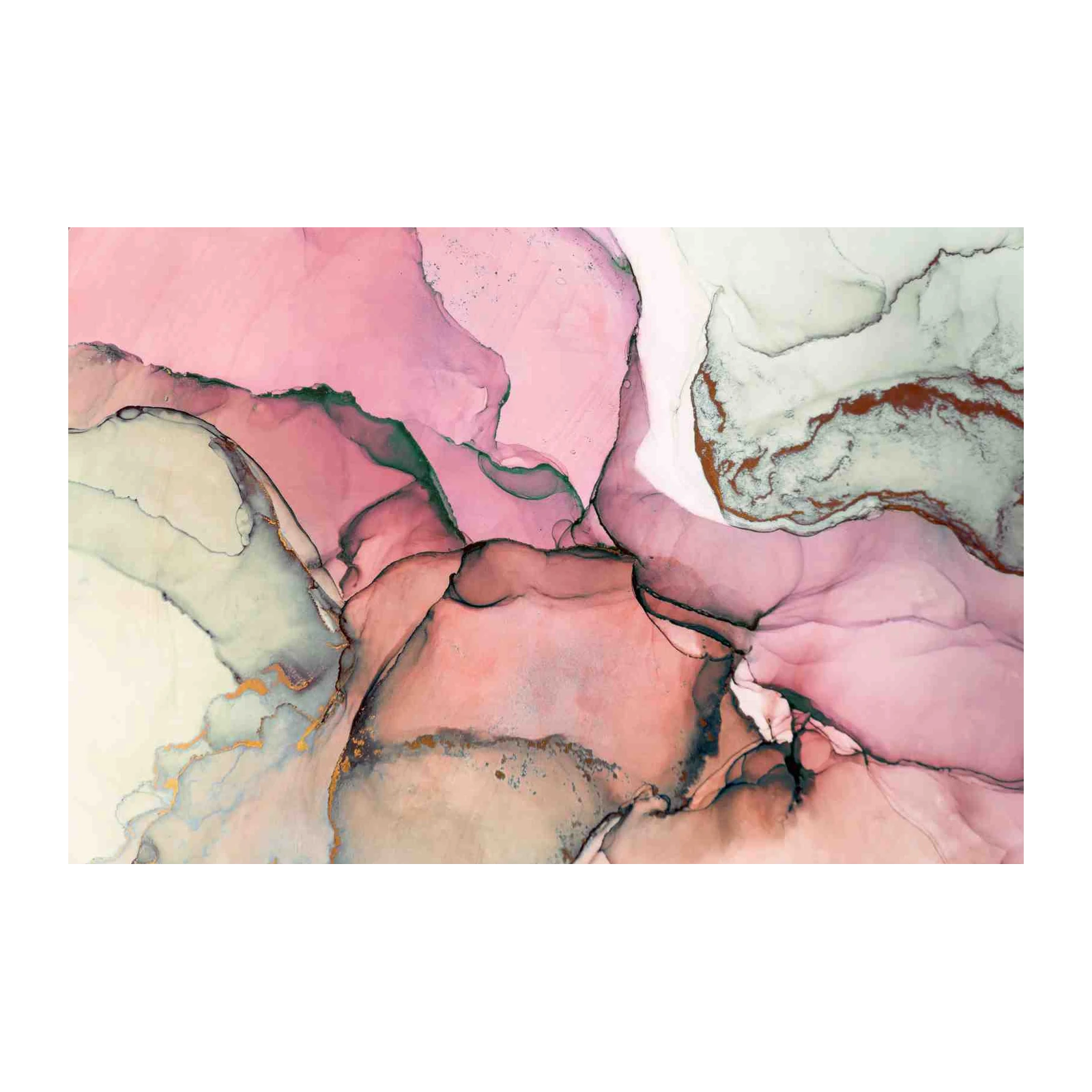 Abstract Pink & Gold Ink Fluid Art Wall Art