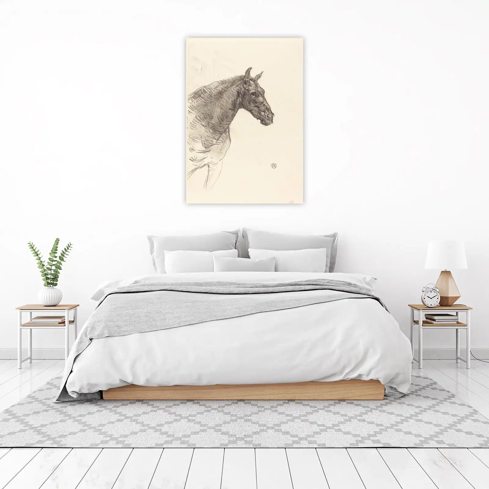 Elegant Horse Head Sketch Wall Art