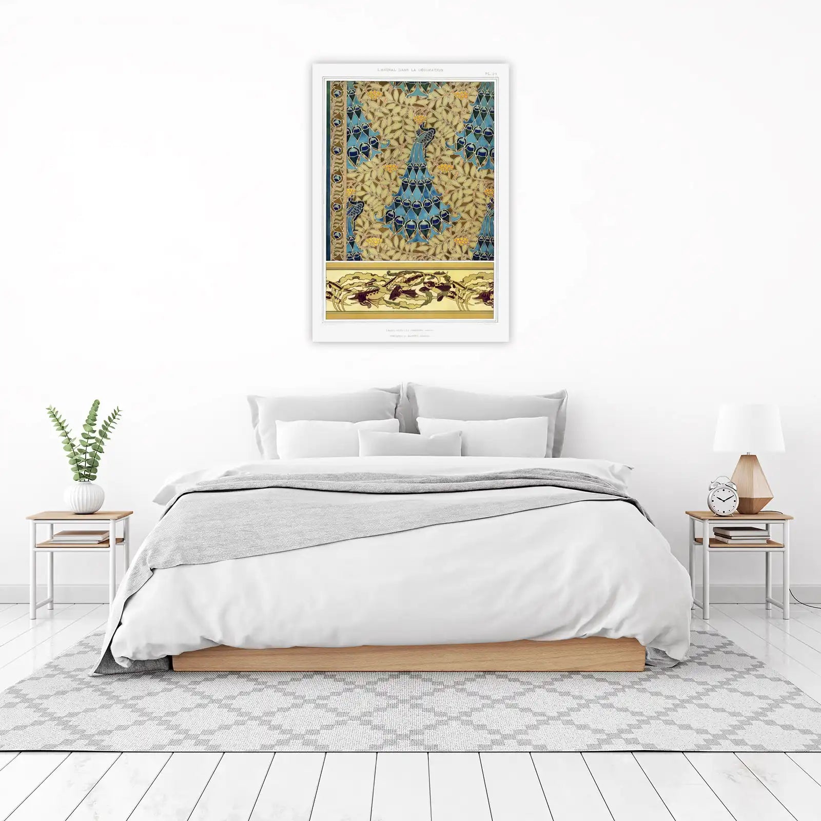 Art Nouveau Peacock Floral Wall Art