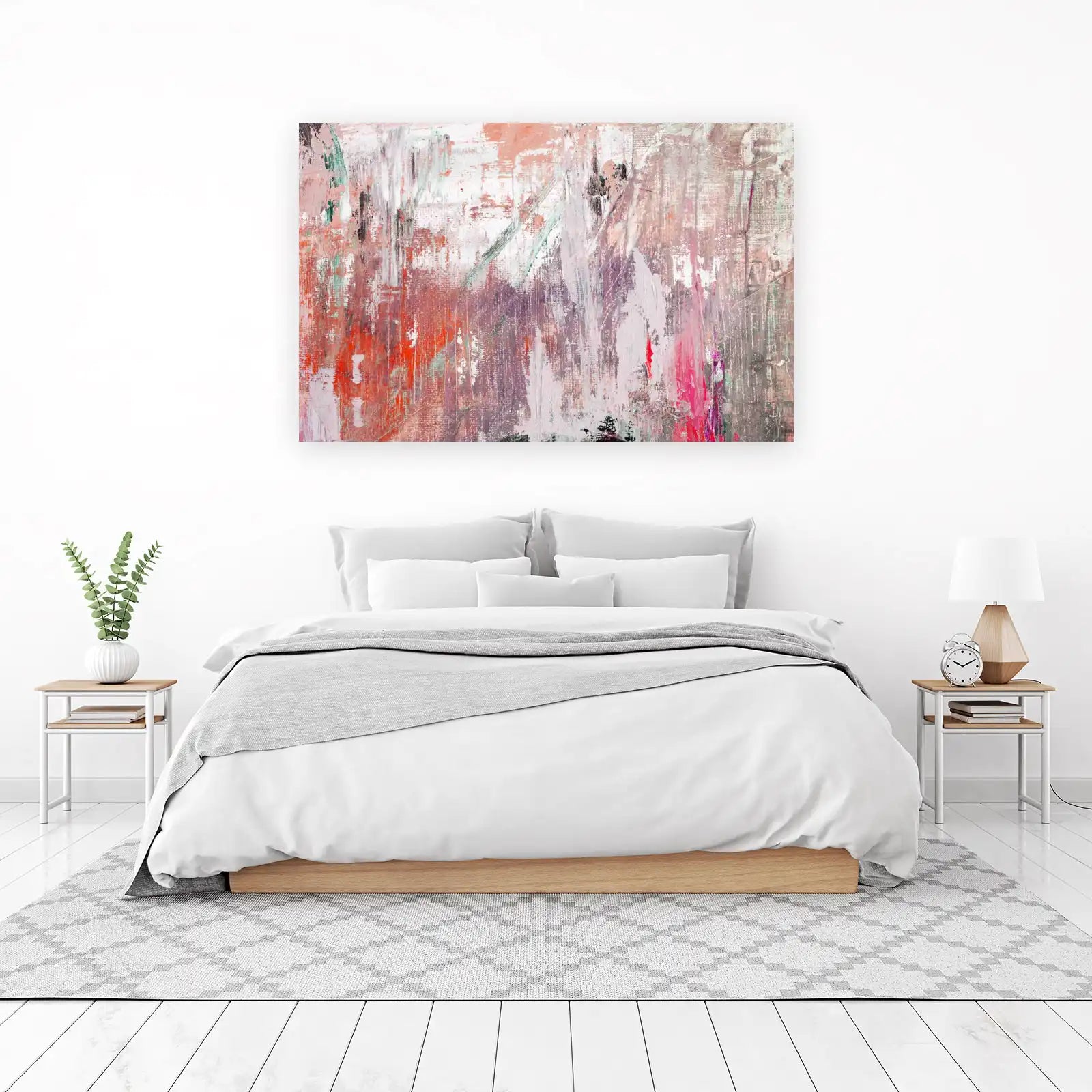 Abstract Coral & Lavender Textured Wall Art