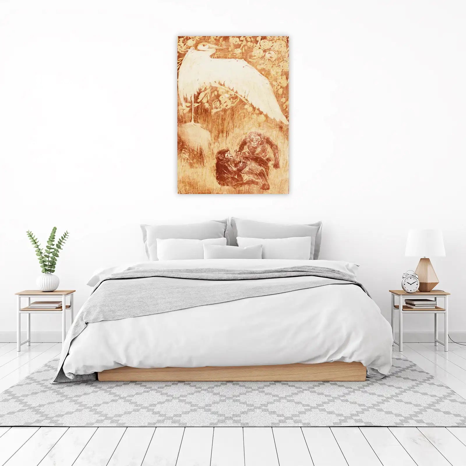 Majestic Heron & Playful Monkeys Wall Art