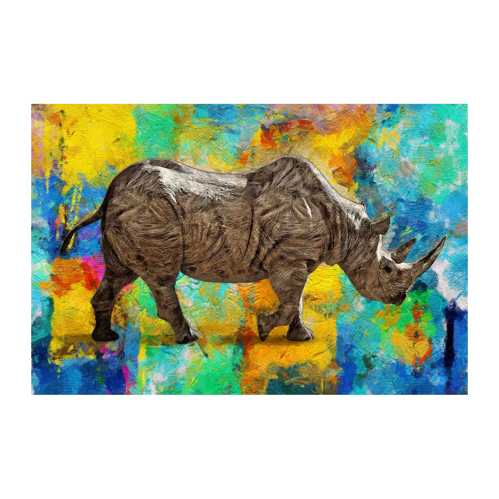 Bold Rhino Vibrant Abstract Wall Art