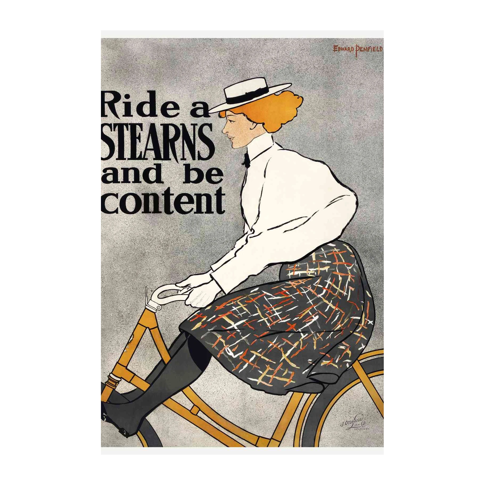 Vintage Woman Cycling Stearns Wall Art