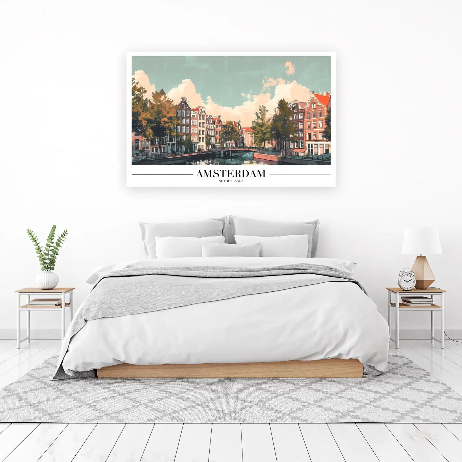 Vibrant Amsterdam Canal Scene Wall Art