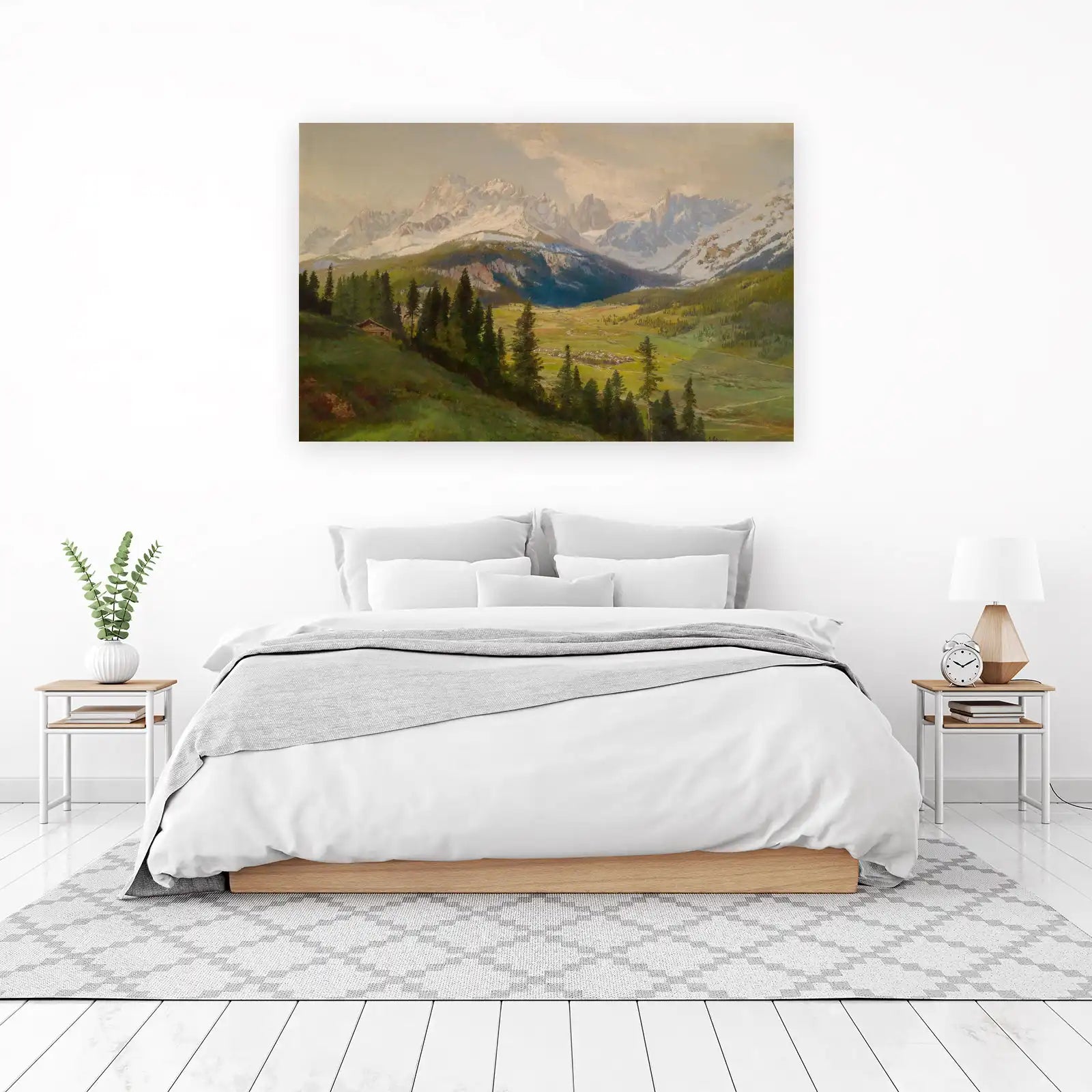 Alpine Valley Landscape Oil Painting Wall Art
