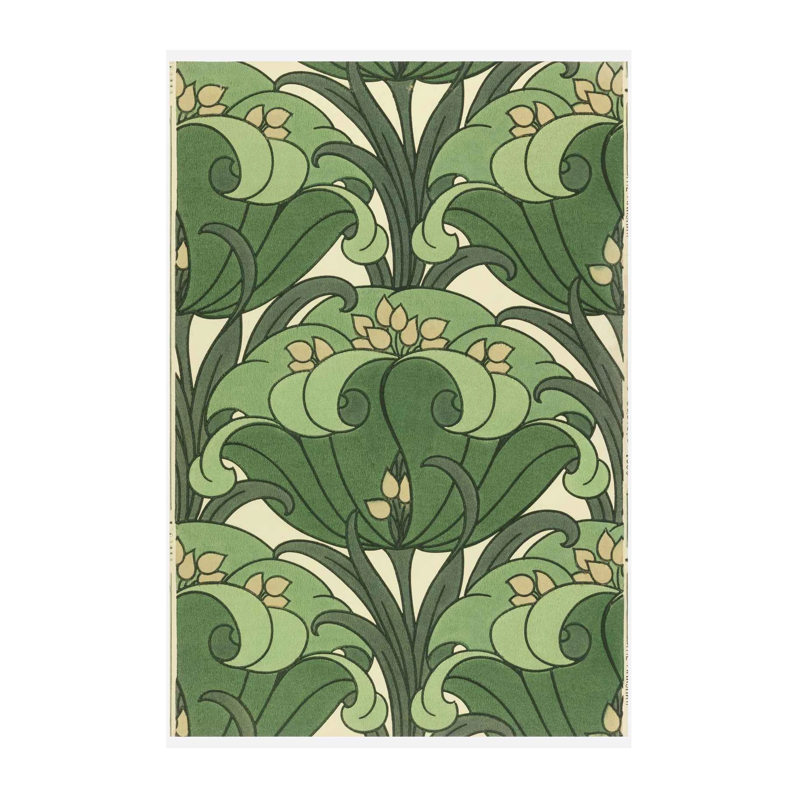 Elegant Green Art Nouveau Floral Wall Art