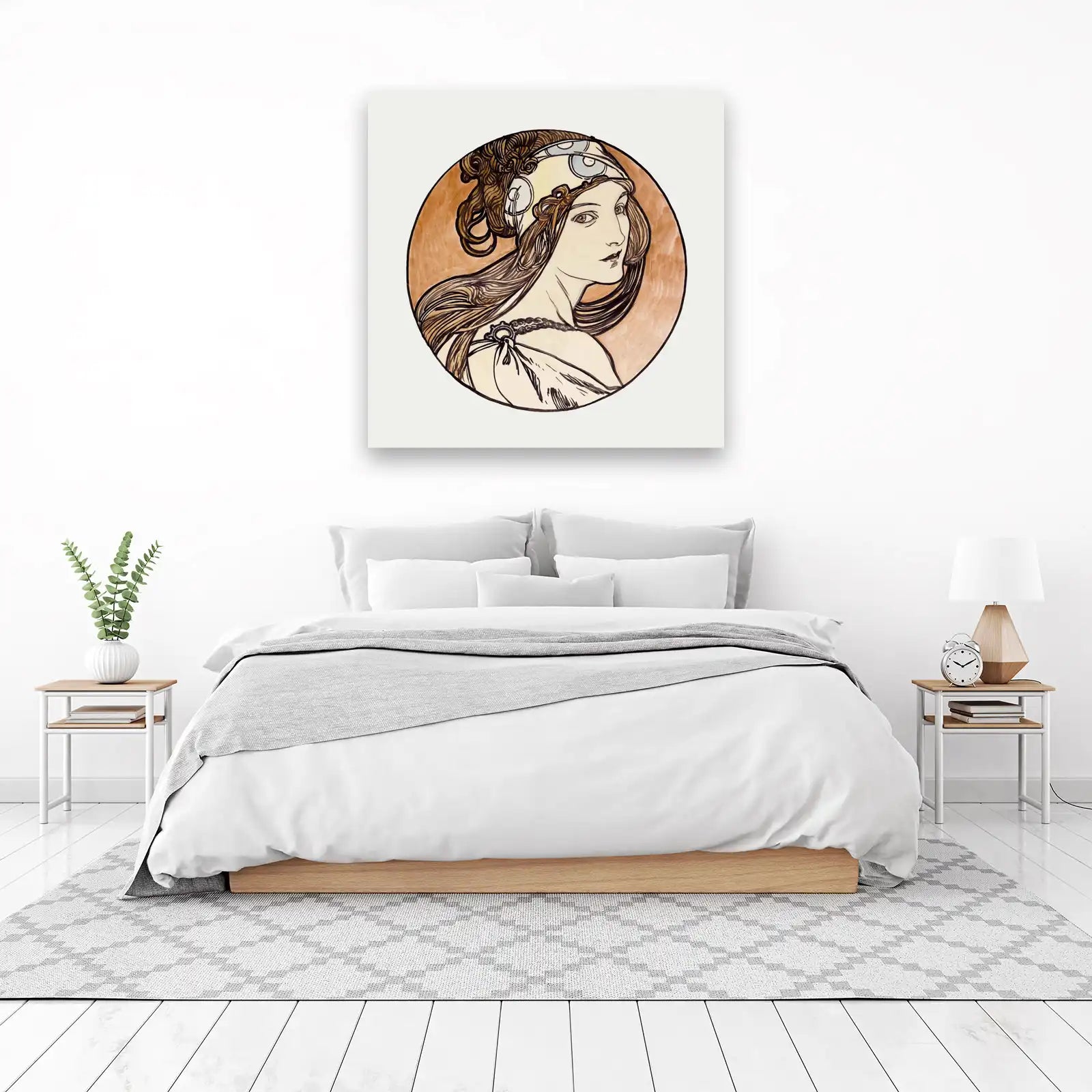 Elegant Lady Art Nouveau Circle Wall Art