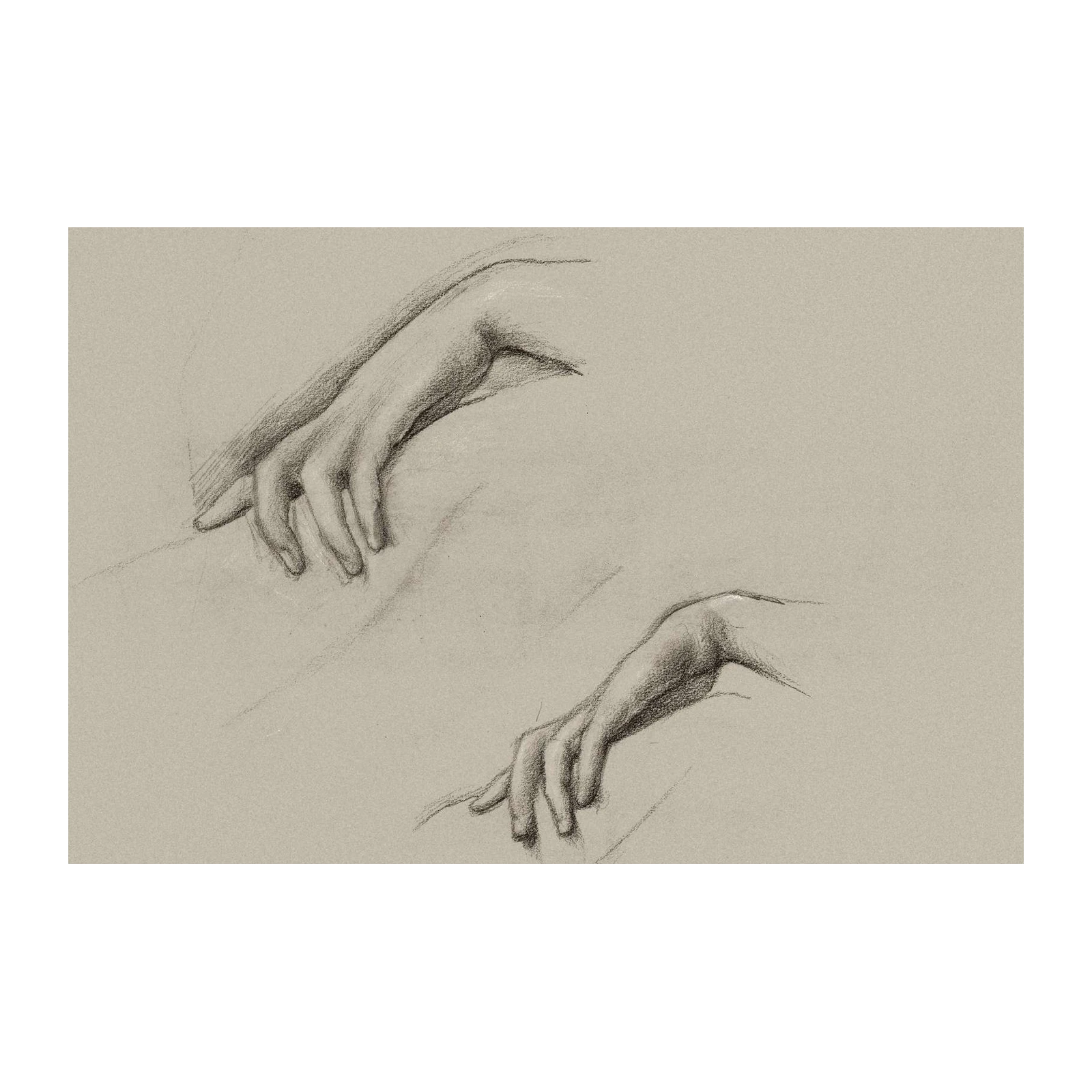 Elegant Hands Charcoal Sketch Wall Art