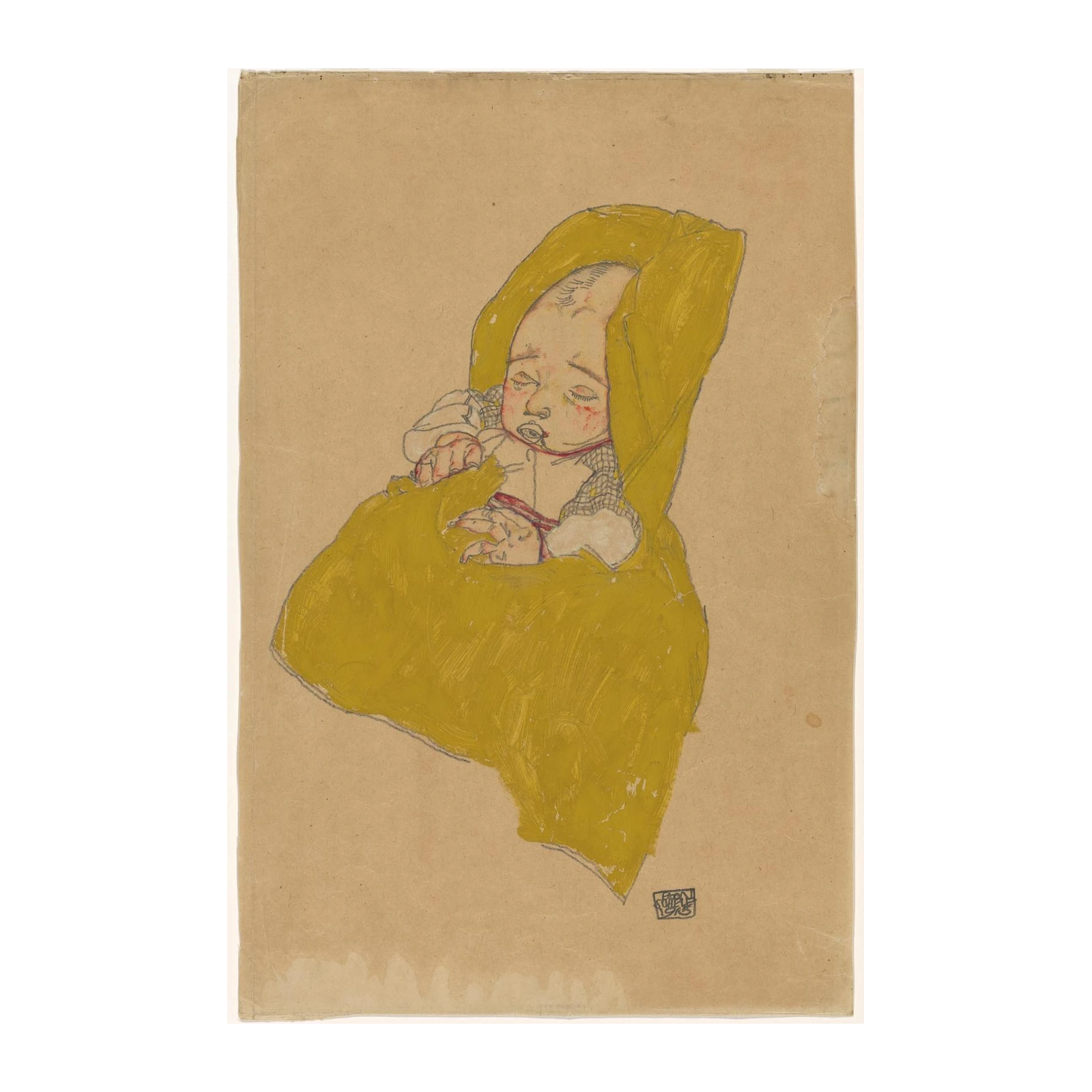 Tender Child in Yellow Blanket Wall Art