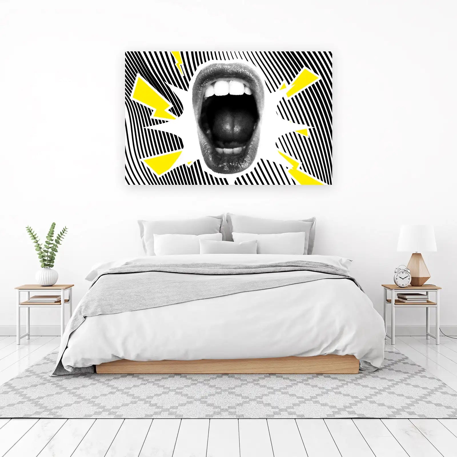 Bold Scream Pop Art Yellow Lightning Wall Art
