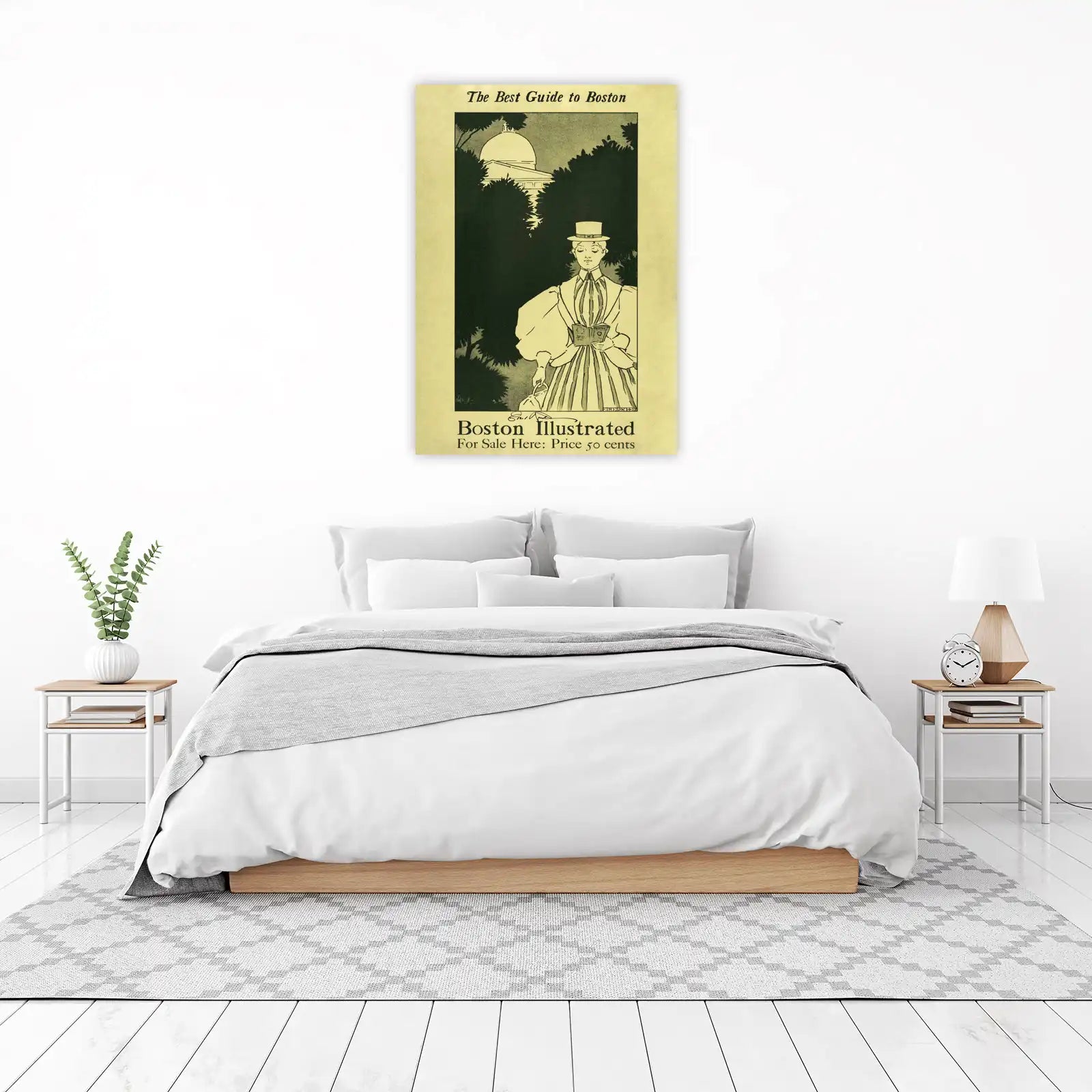 Vintage Boston Guide Woman Top Hat Wall Art