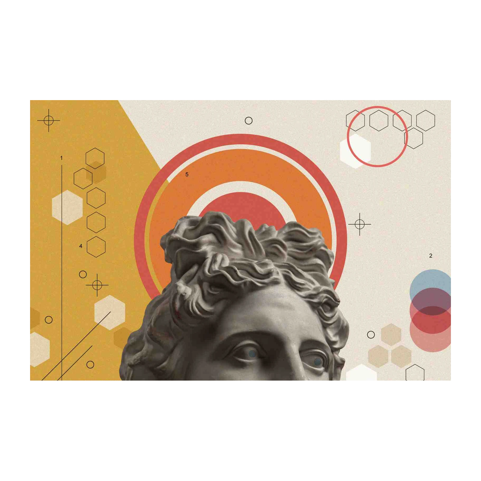Retro Greek Bust Geometric Wall Art