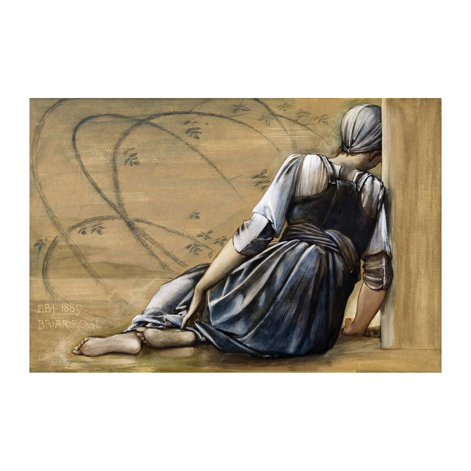 Victorian Woman Leaning Against Wall Wall Art