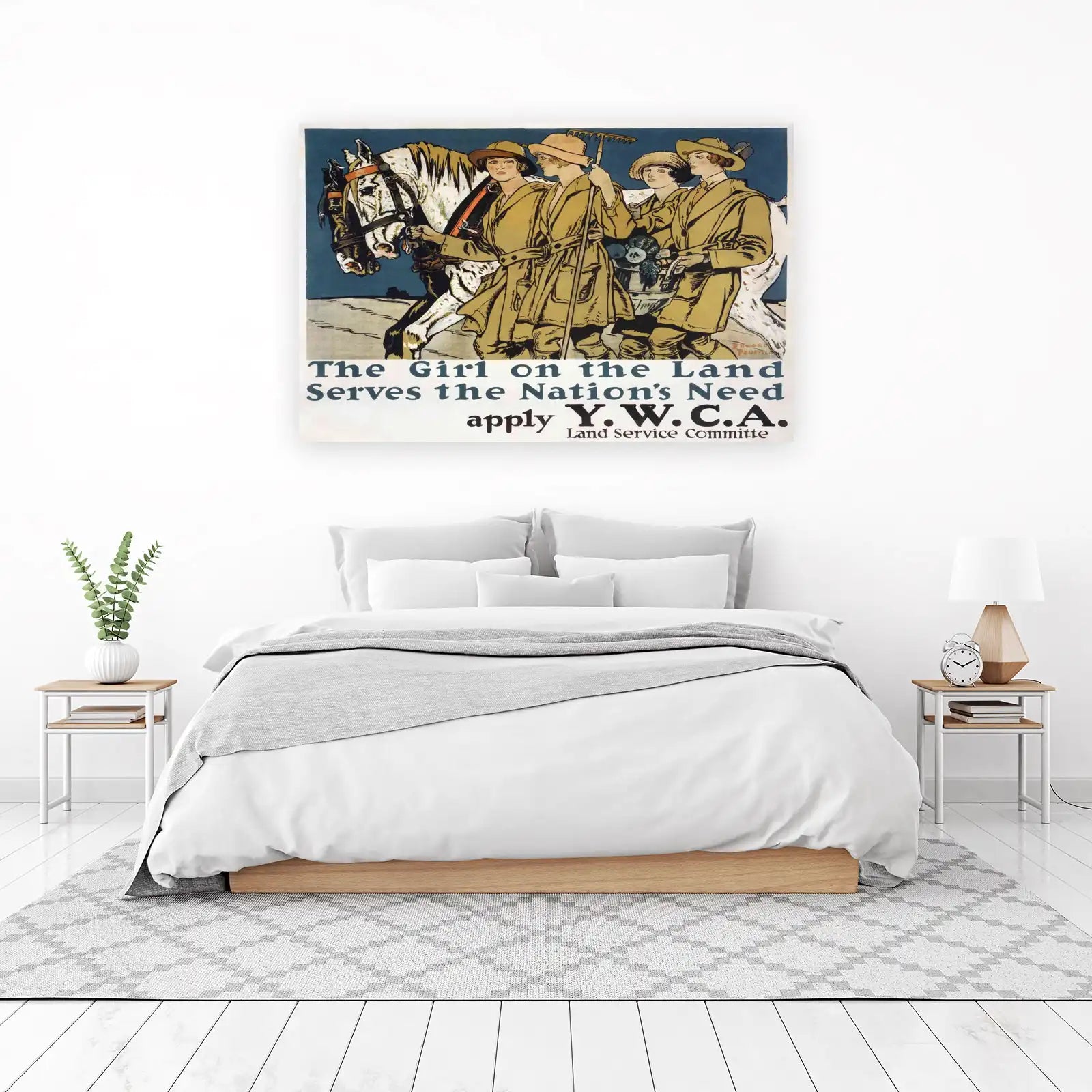 Vintage YWCA Land Service Girls Horse Wall Art