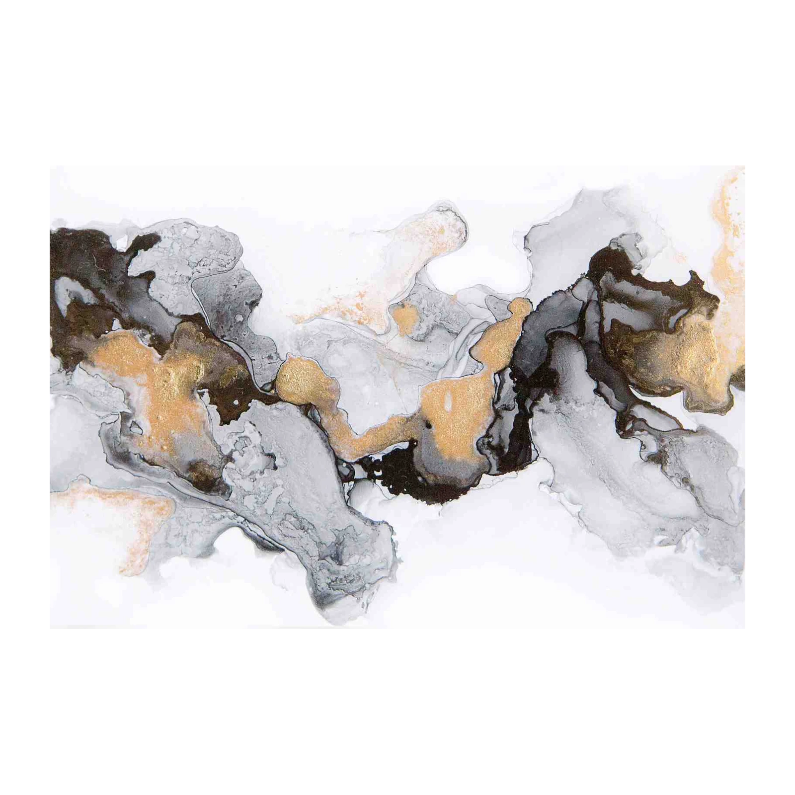Abstract Gold & Grey Fluid Art Wall Art