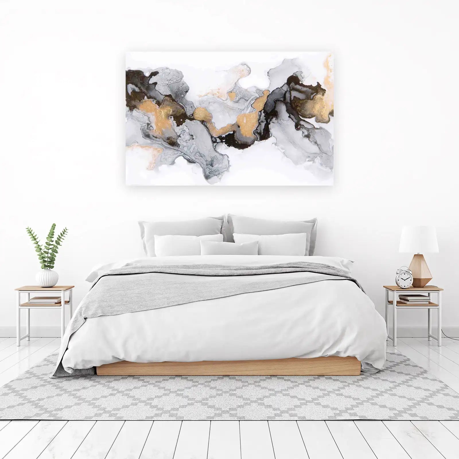 Abstract Gold & Grey Fluid Art Wall Art
