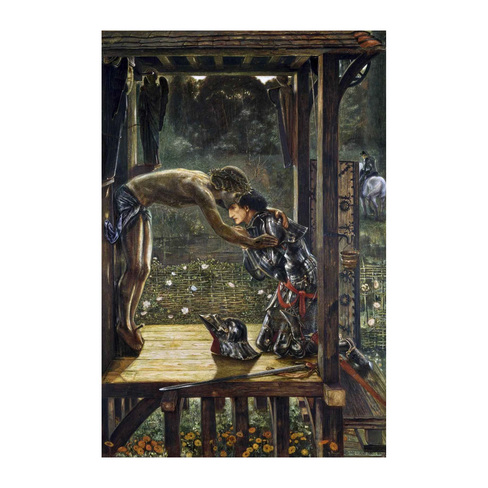 King Arthur & Christ Embrace Wall Art