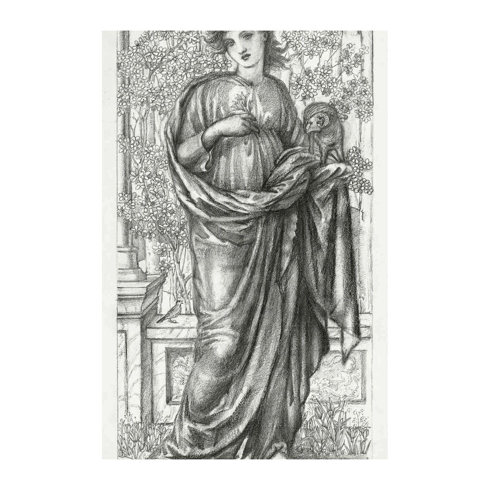 Victorian Muse with Owl Wall Art
