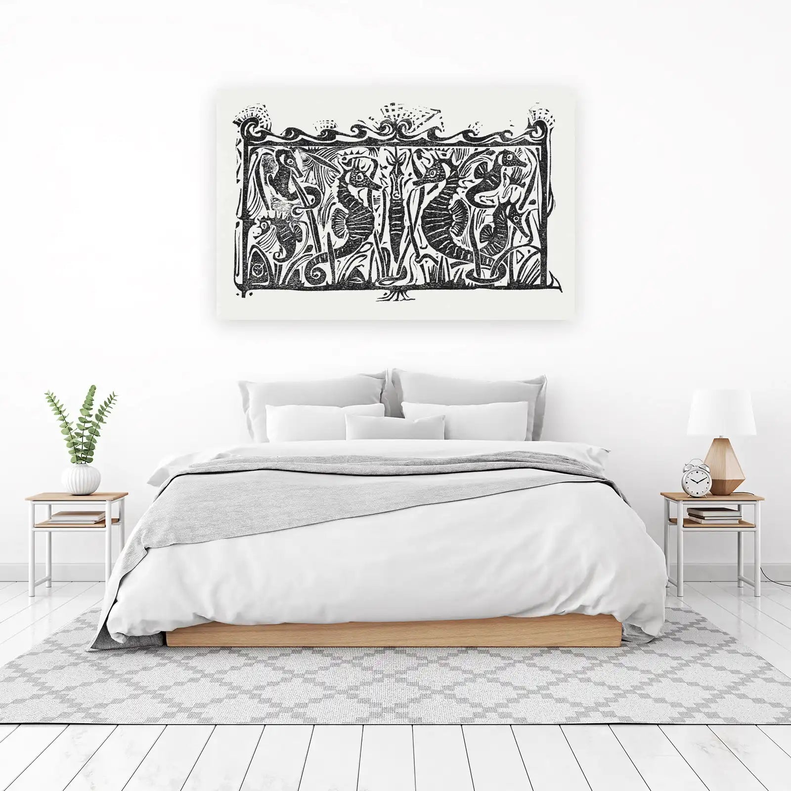 Seahorse Coastal Folk Art Wall Art