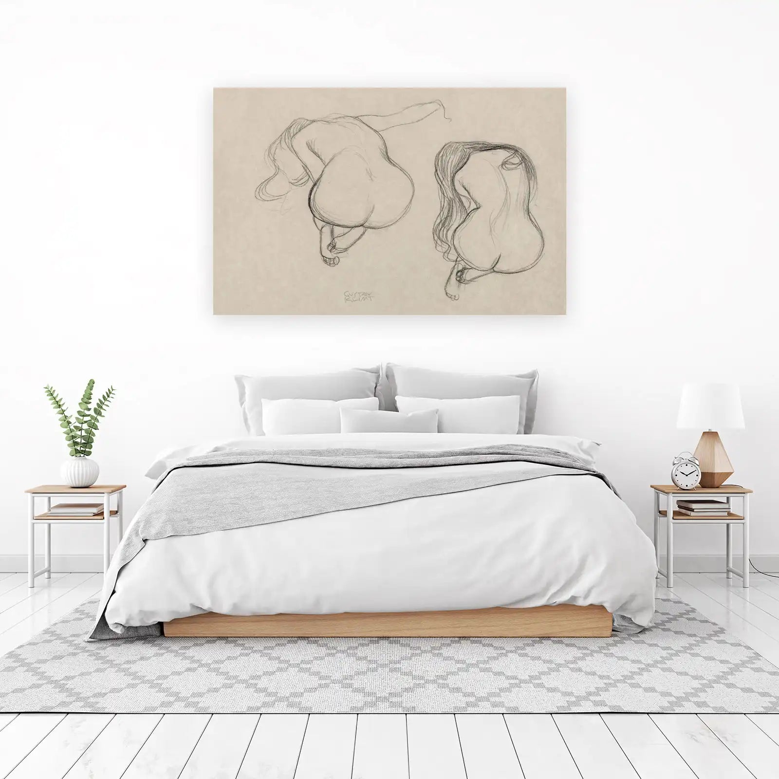 Gustav Klimt Study of Two Women Wall Art