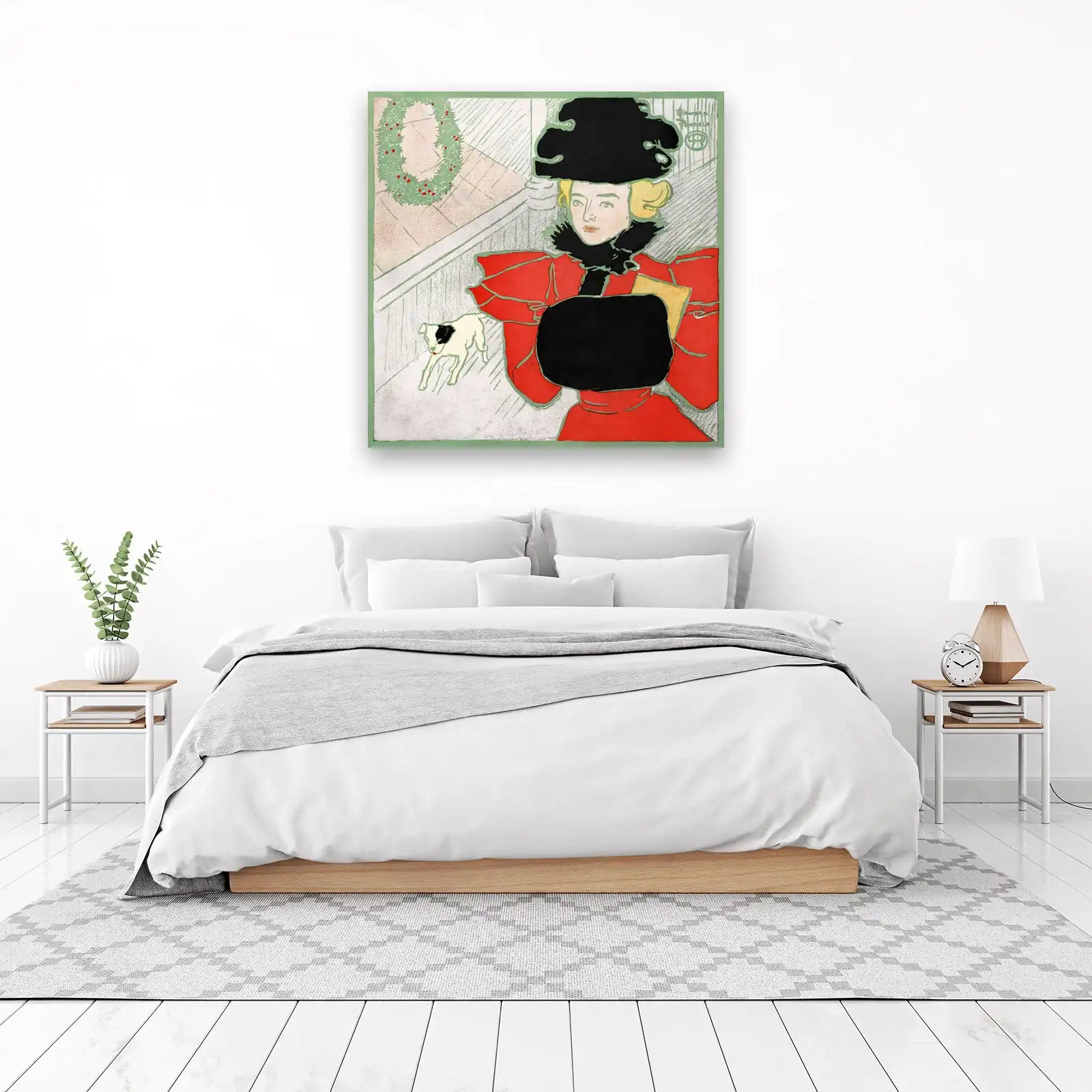 Elegant Woman & Dog Festive Scene Wall Art