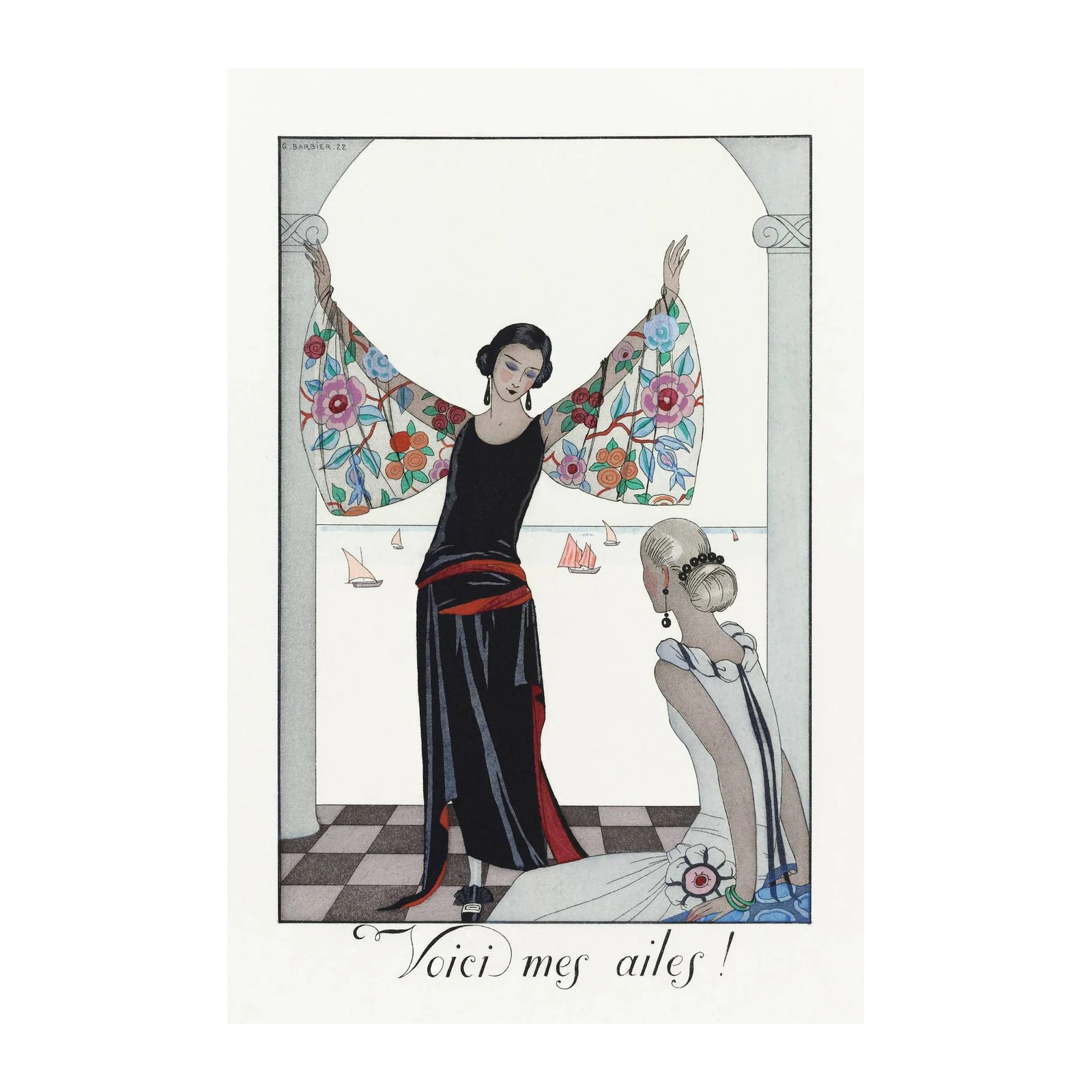 Art Deco Elegance Floral Print Wall Art