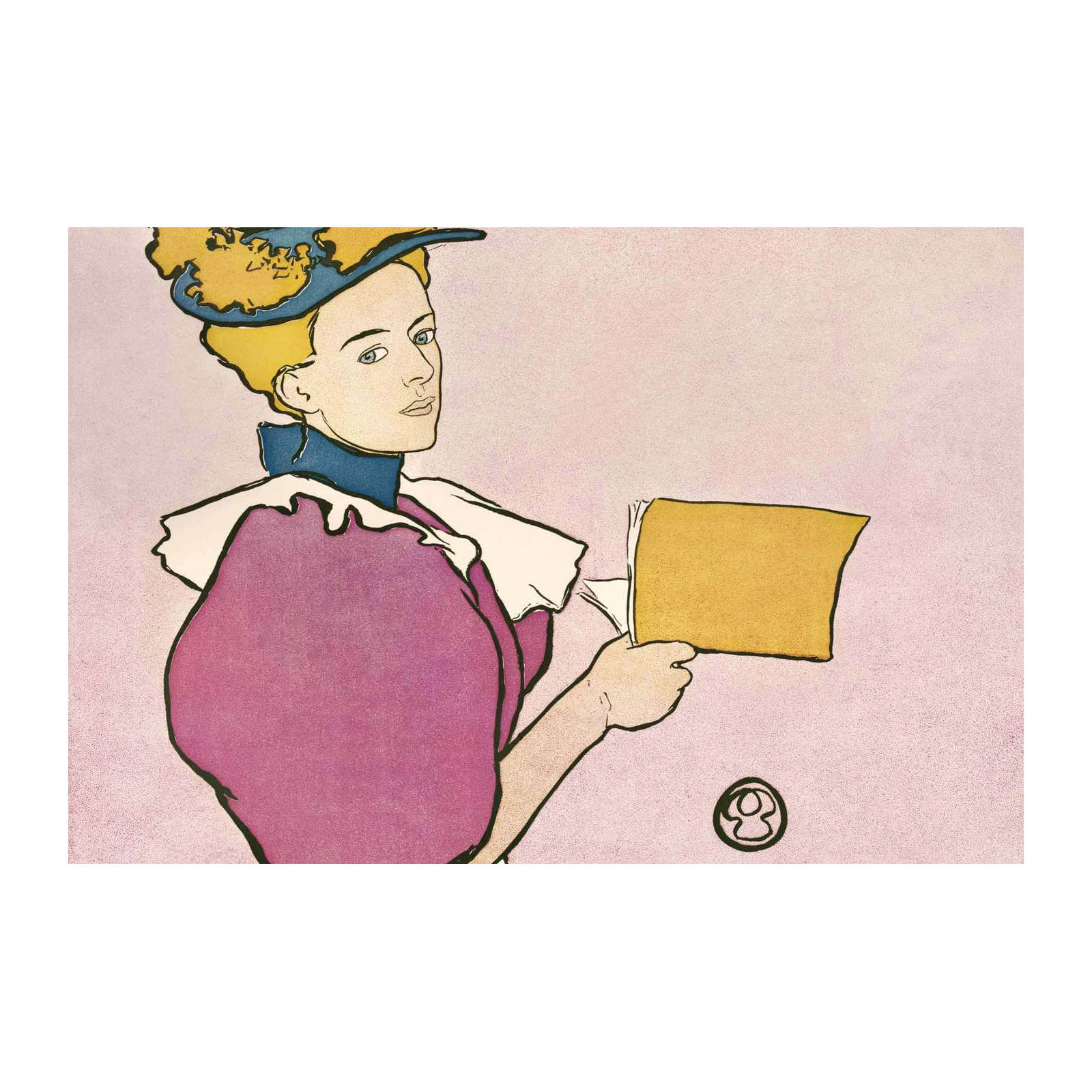 Elegant Lady Reading Vintage Poster Wall Art