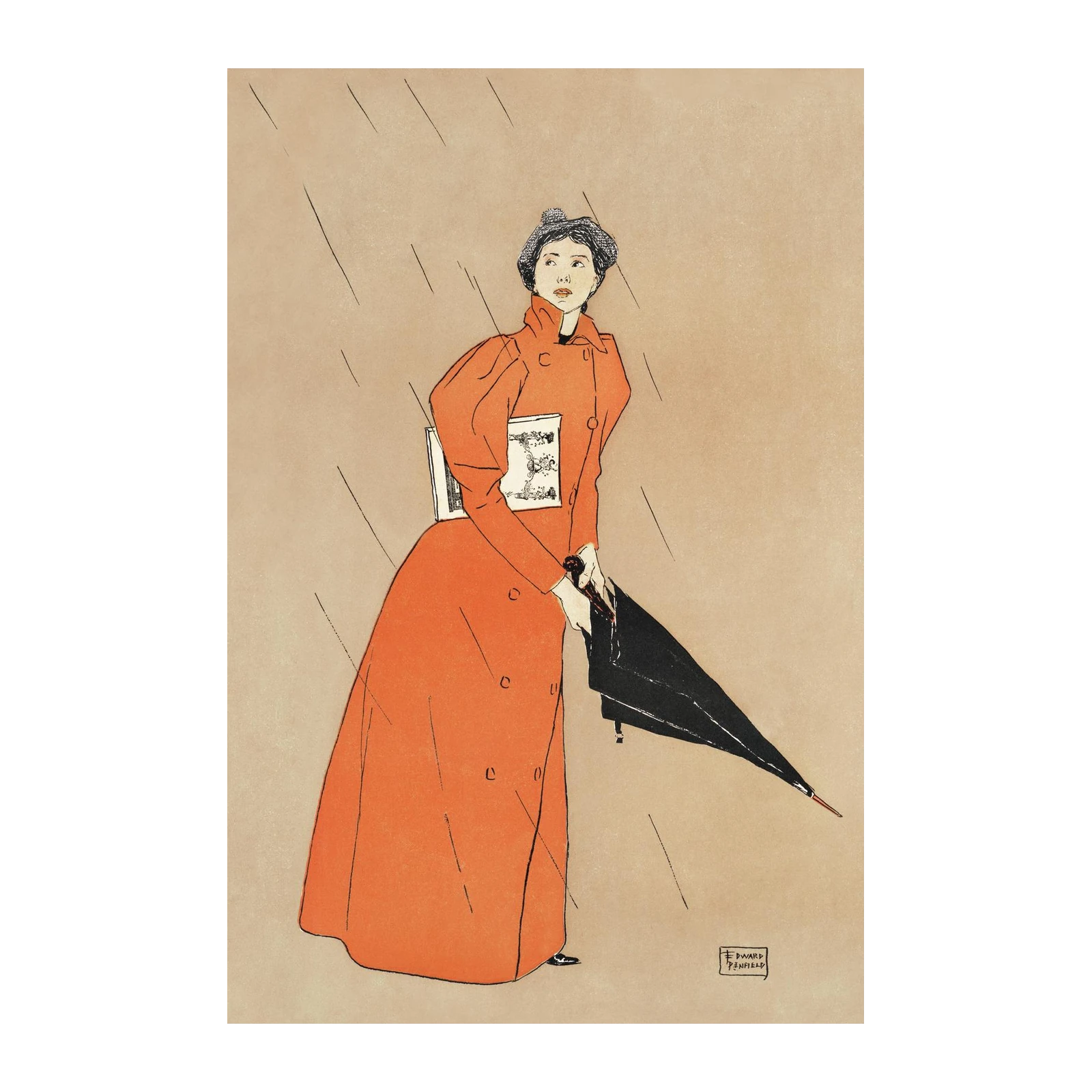 Edward Penfield Woman in Orange Coat Wall Art