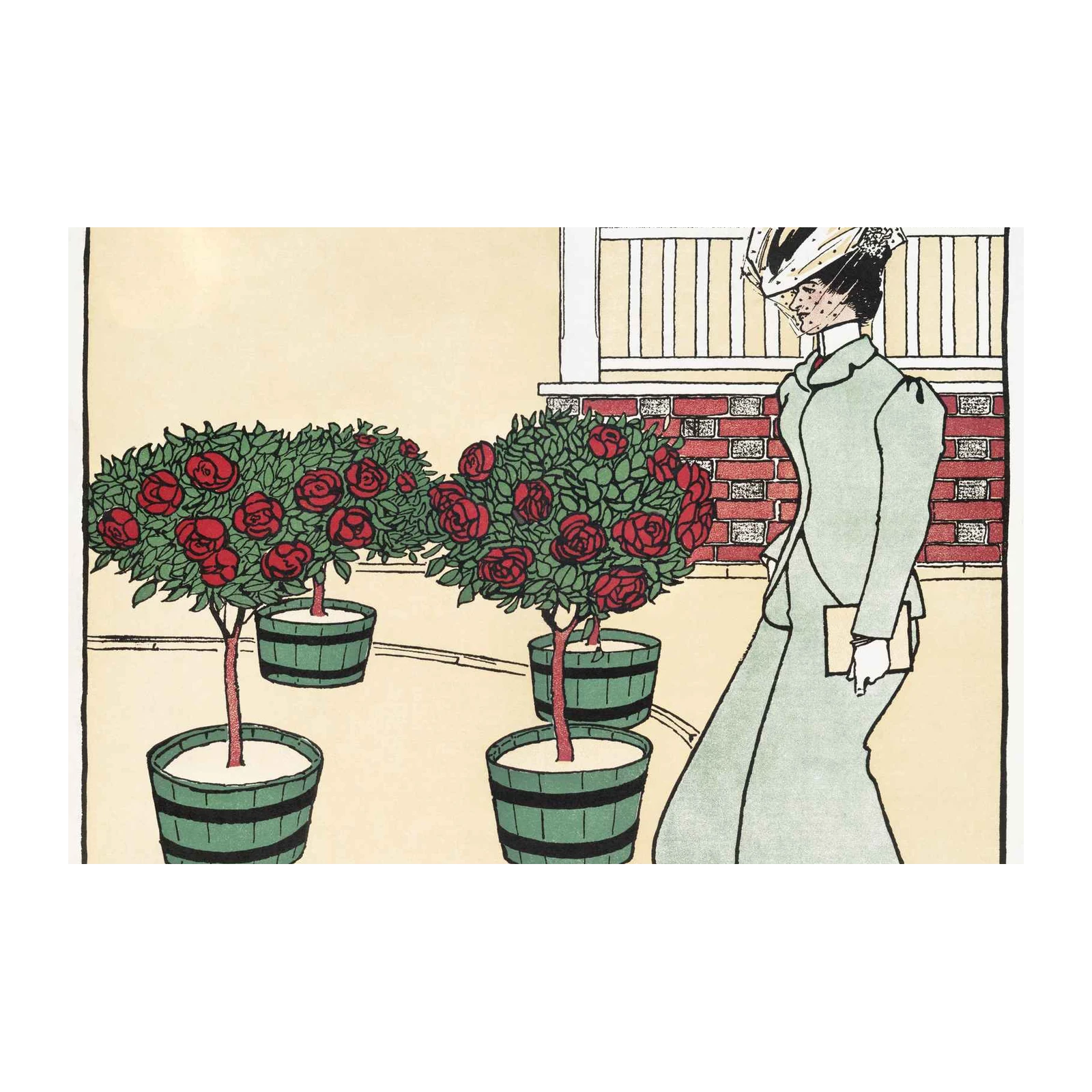 Vintage Rose Garden Woman Wall Art