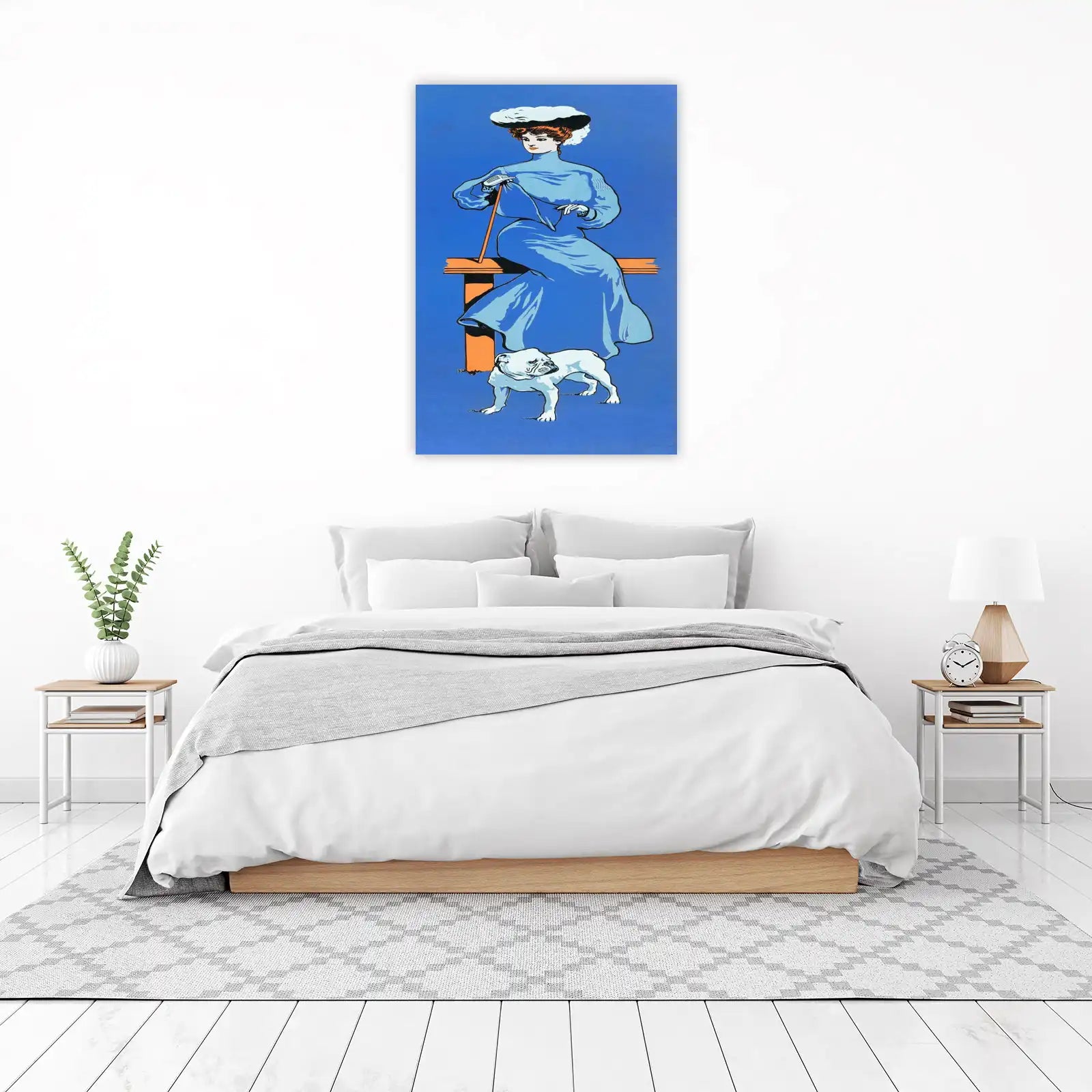 Elegant Lady & Bulldog Vintage Poster Wall Art