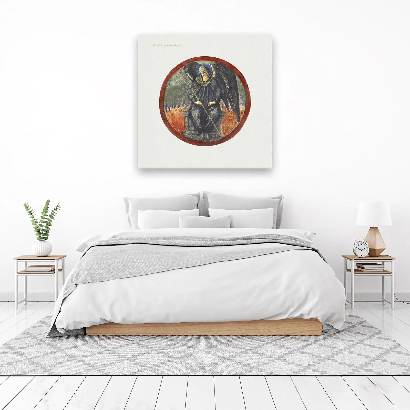 Black Archangel Circular Gothic Art Wall Art