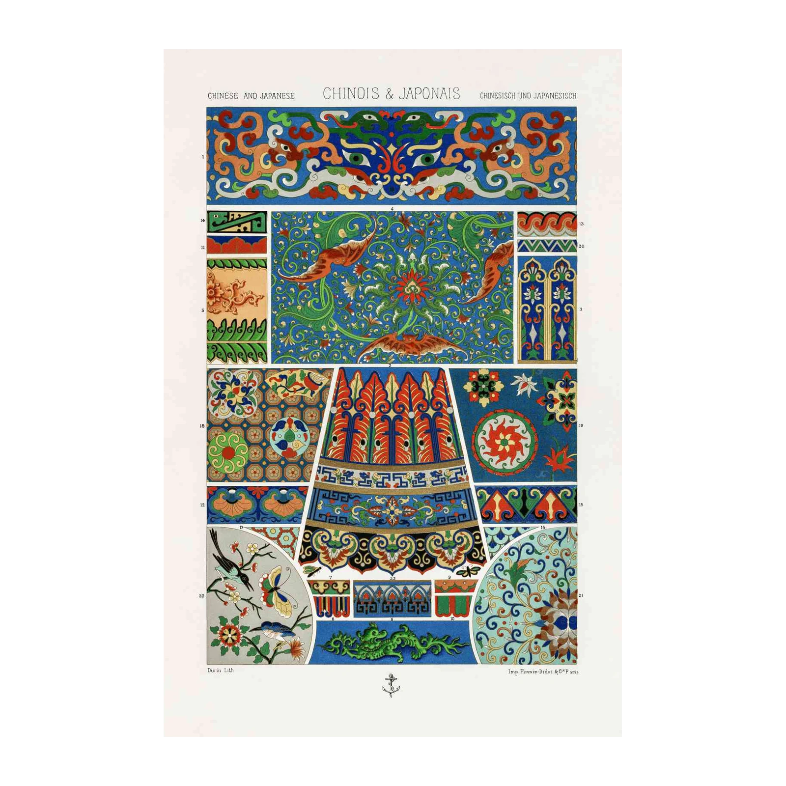 Vibrant Chinoiserie Dragon & Floral Wall Art