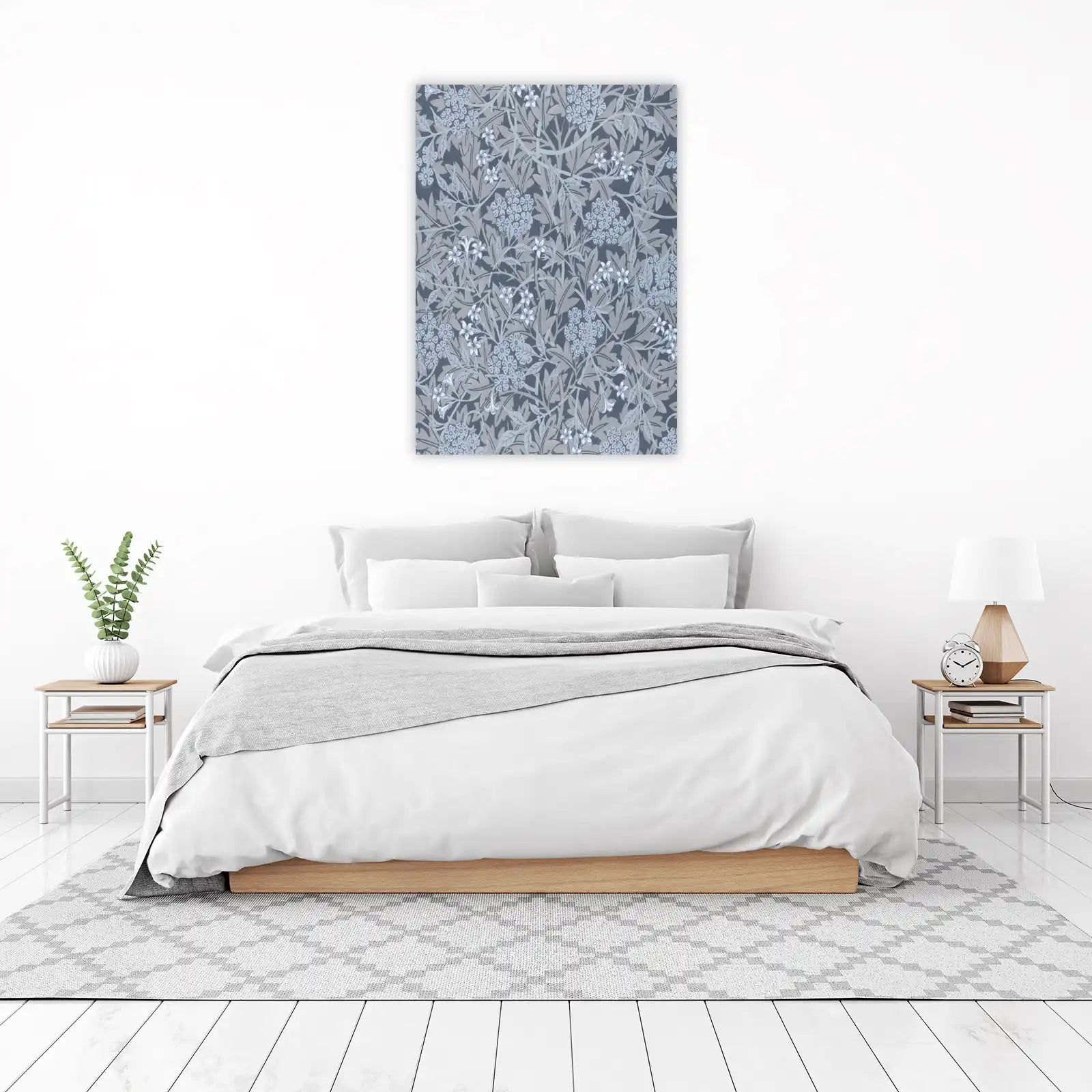 Elegant Blue Floral Garden Wall Art