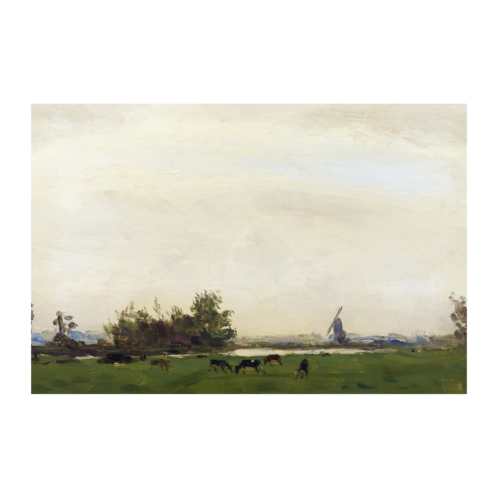 Pastoral Cows & Windmill Landscape Wall Art