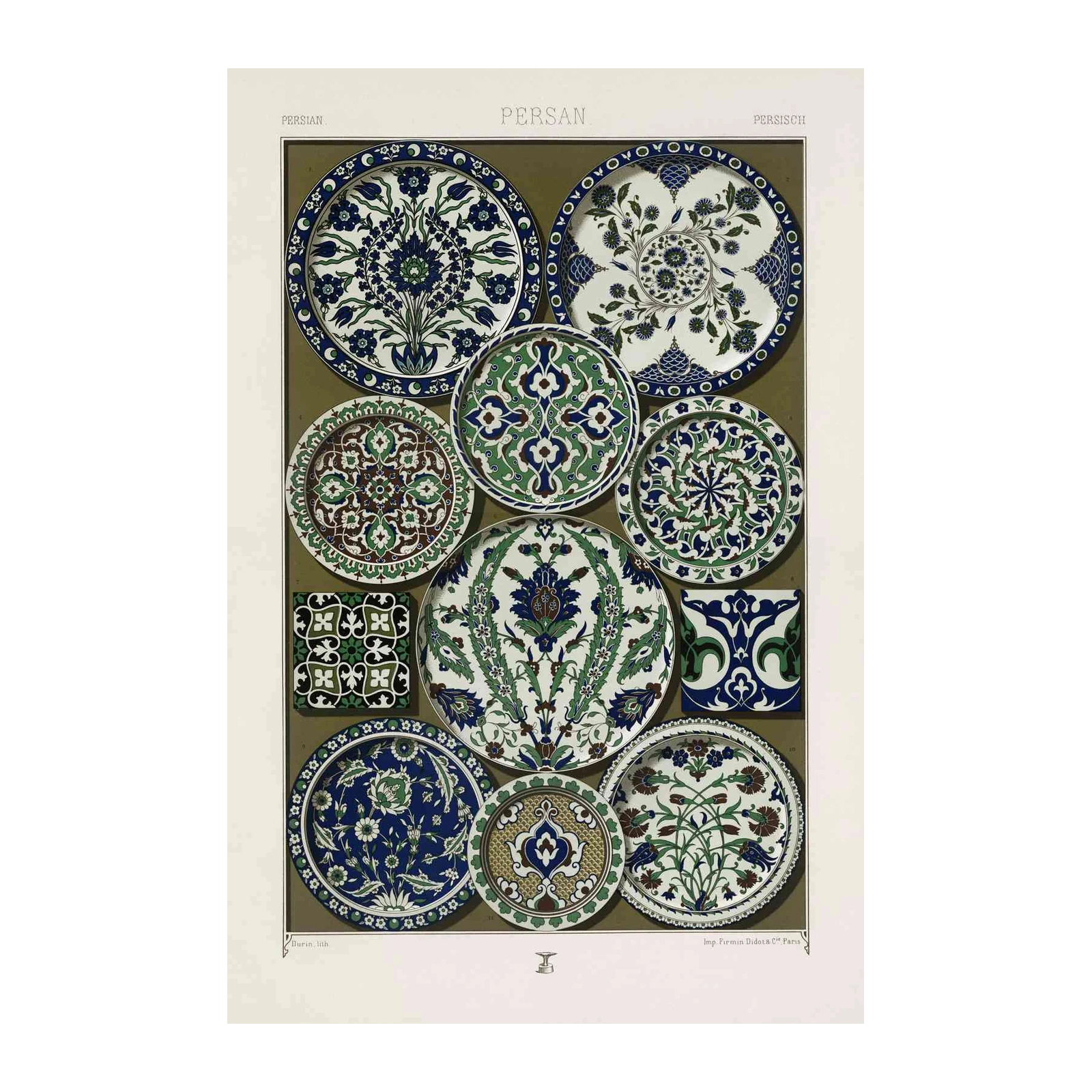 Antique Persian Plates Floral Art Wall Art
