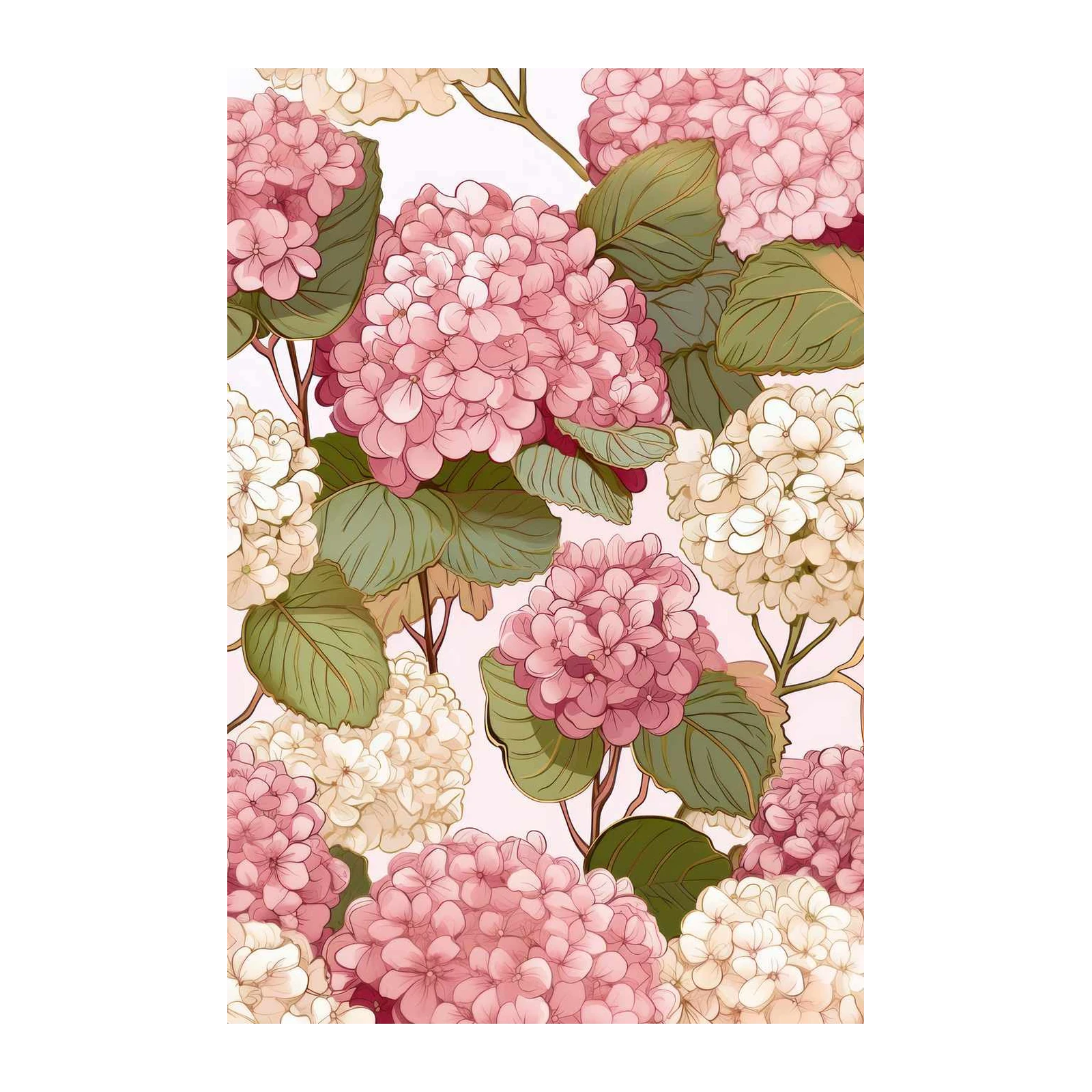Blush Hydrangea Floral Art Wall Art