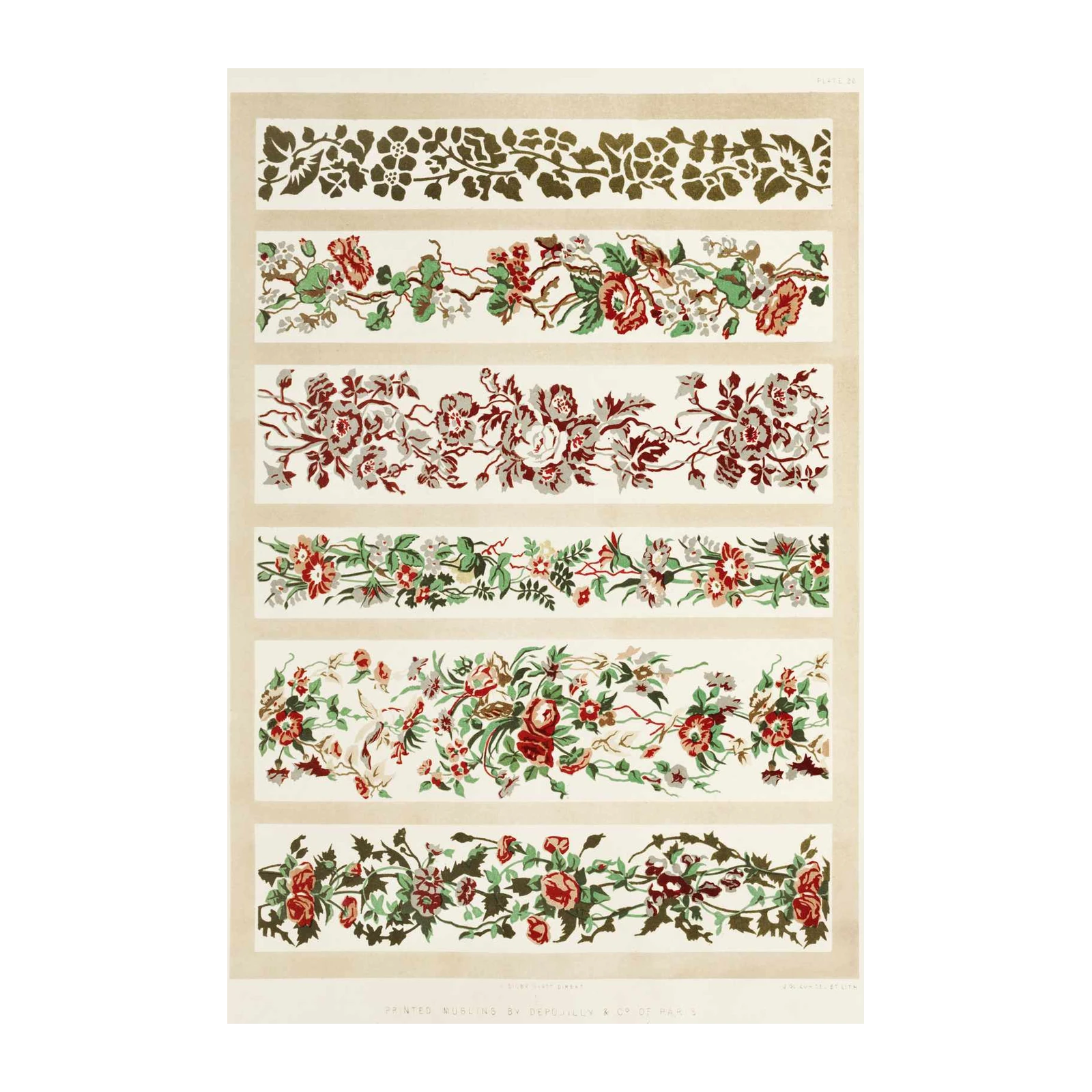 Vintage Floral Border Print Wall Art