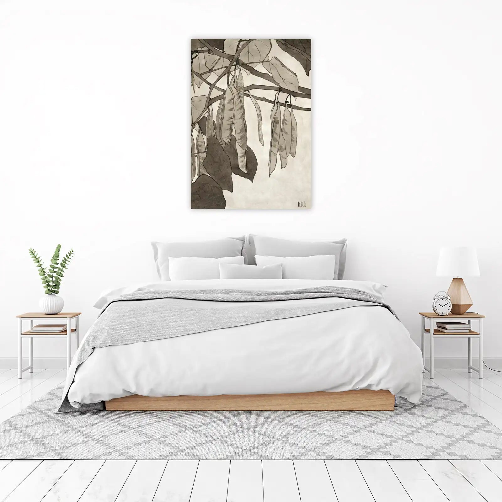 Botanical Elegance Sepia Hanging Pods Wall Art