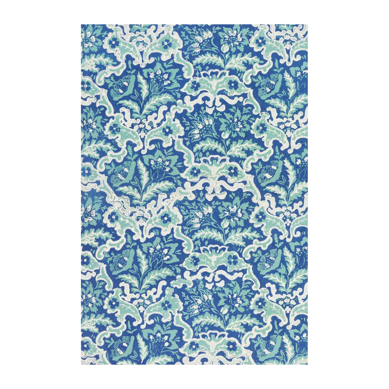 Elegant Floral Damask Blue & Teal Wall Art