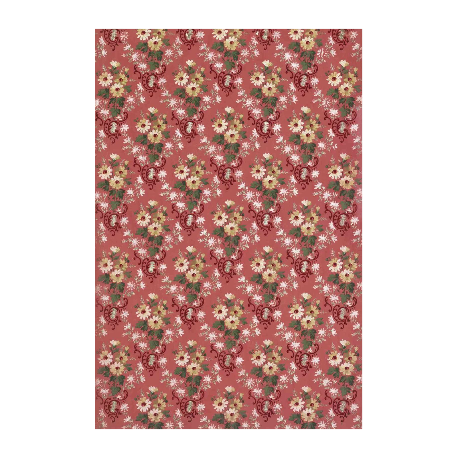 Vintage Floral Bouquet Red Wall Art