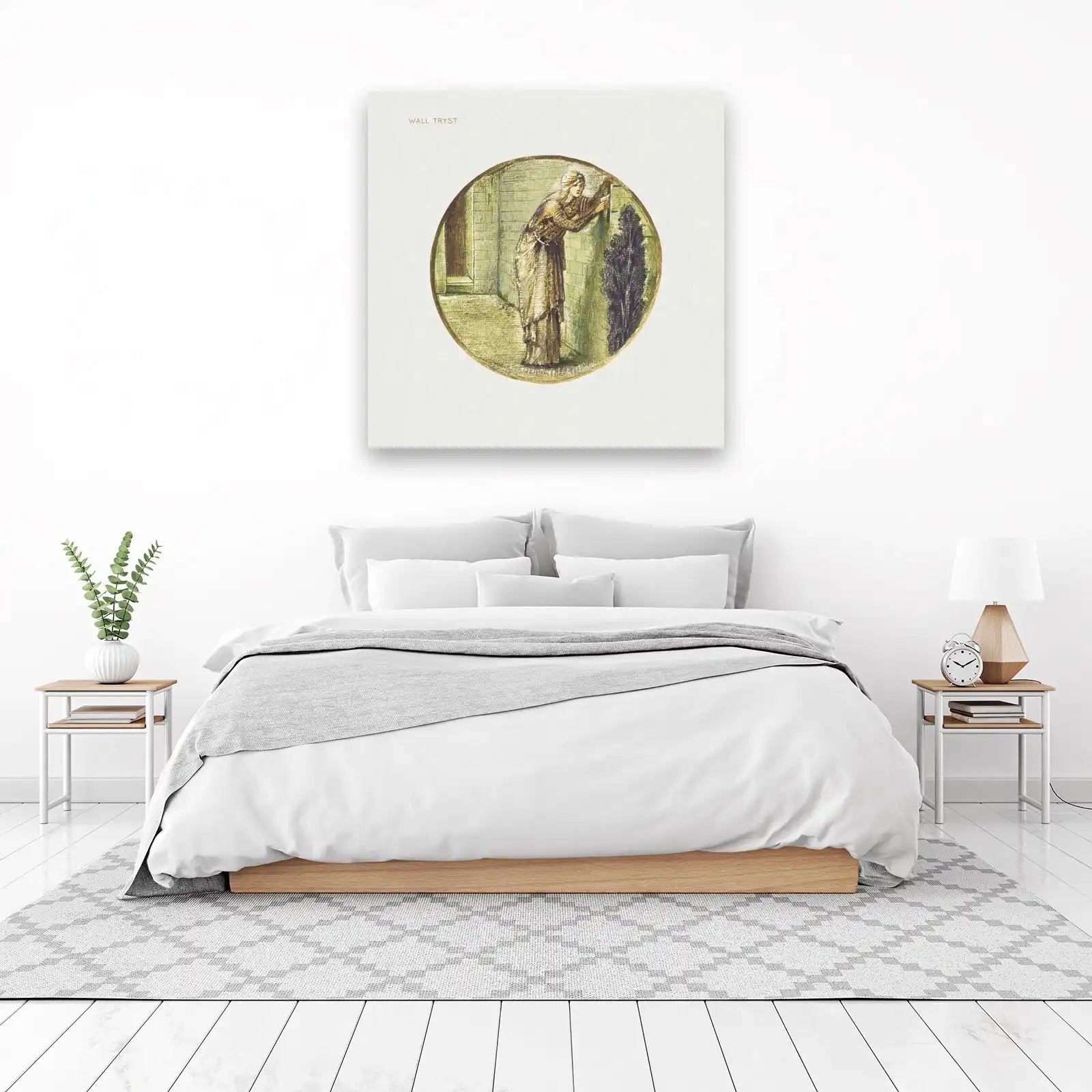 Elegant Woman at Wall Vintage Art Wall Art
