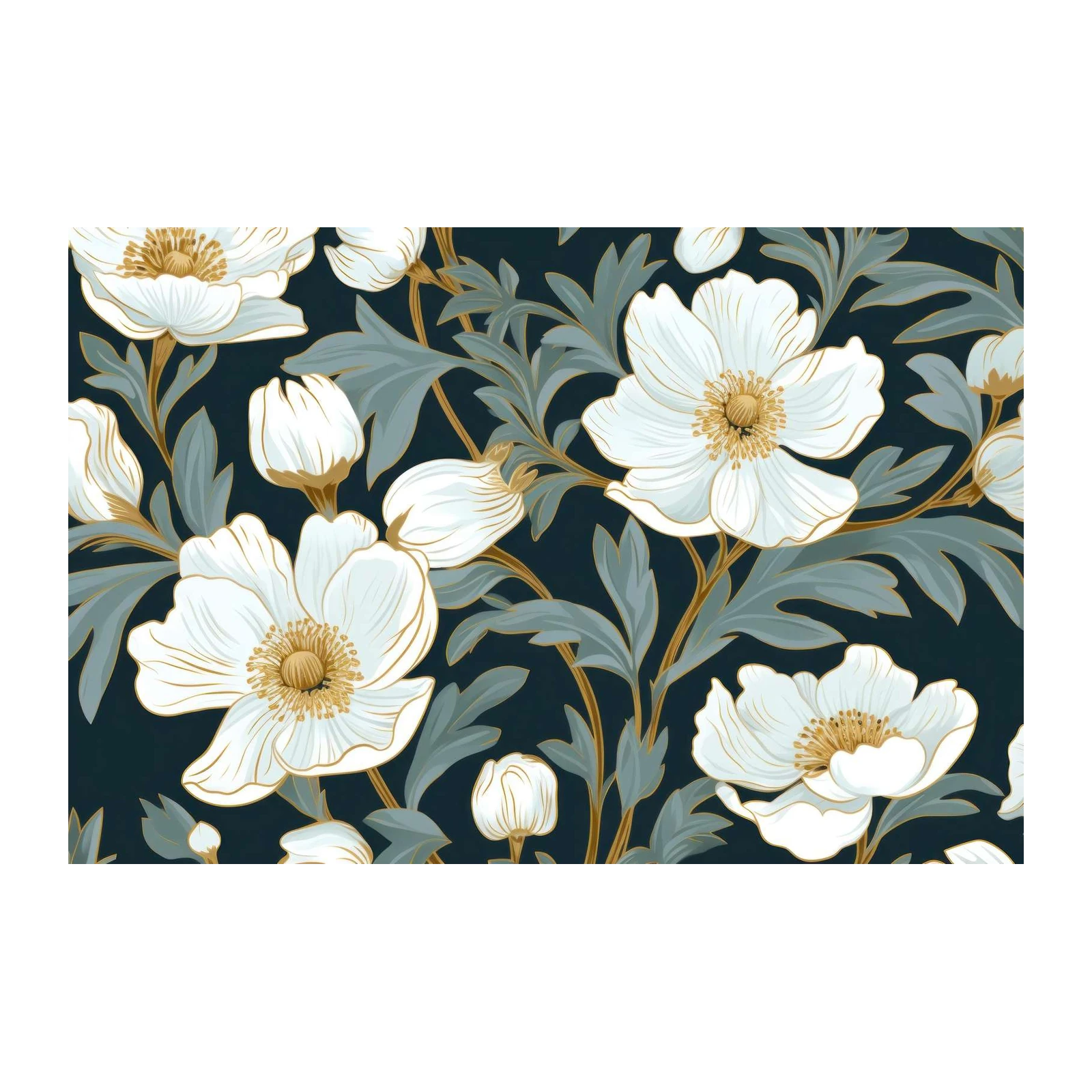 Elegant White Floral Art Wall Art