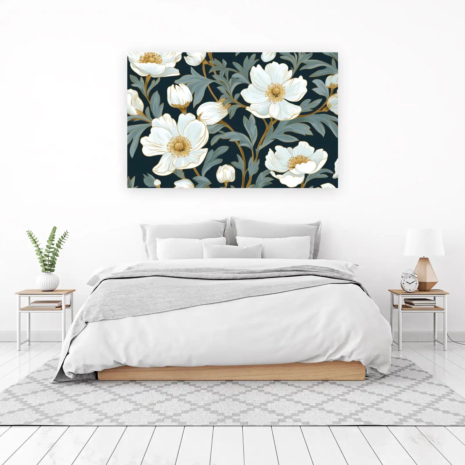 Elegant White Floral Art Wall Art