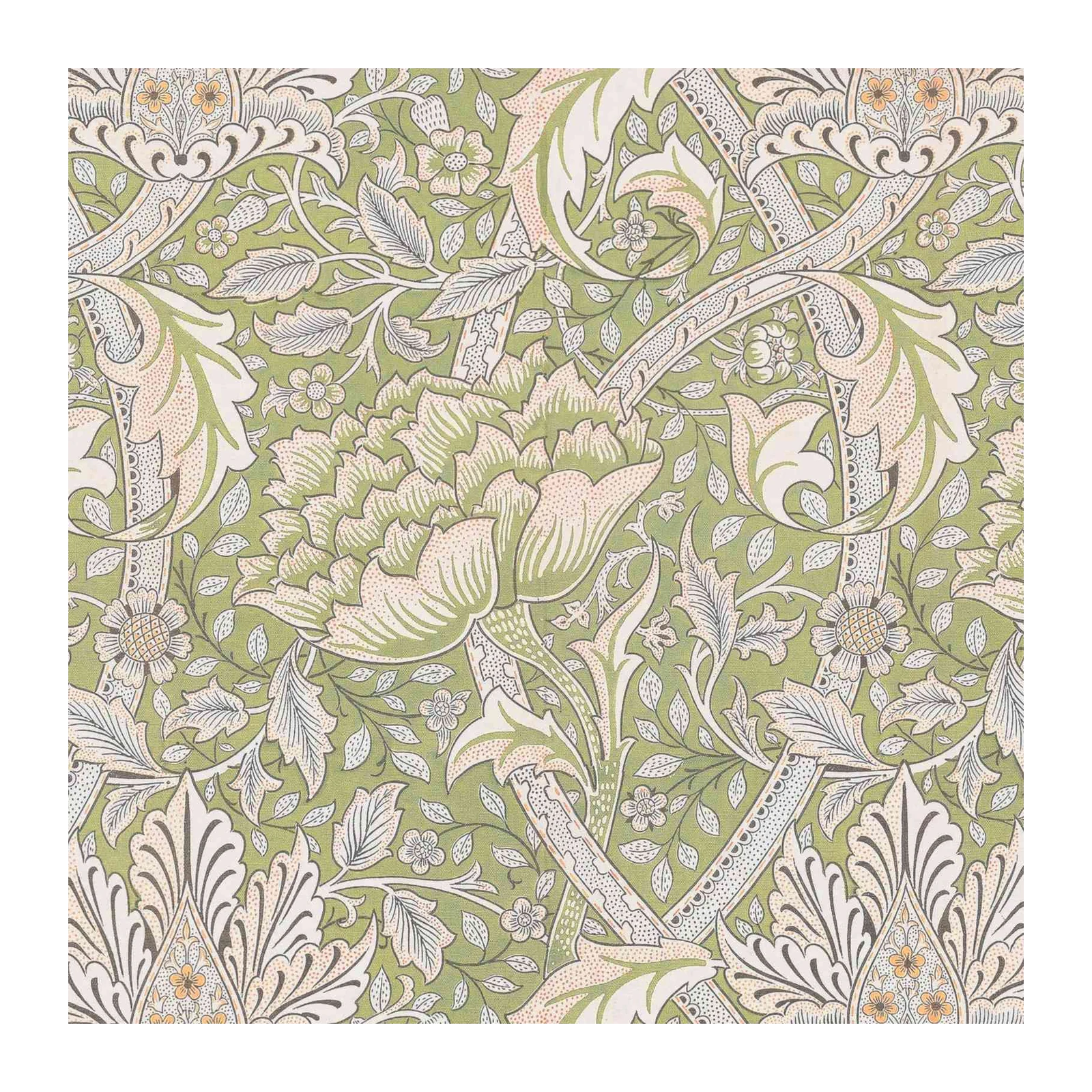 Vintage Floral Art Nouveau Green Wall Art