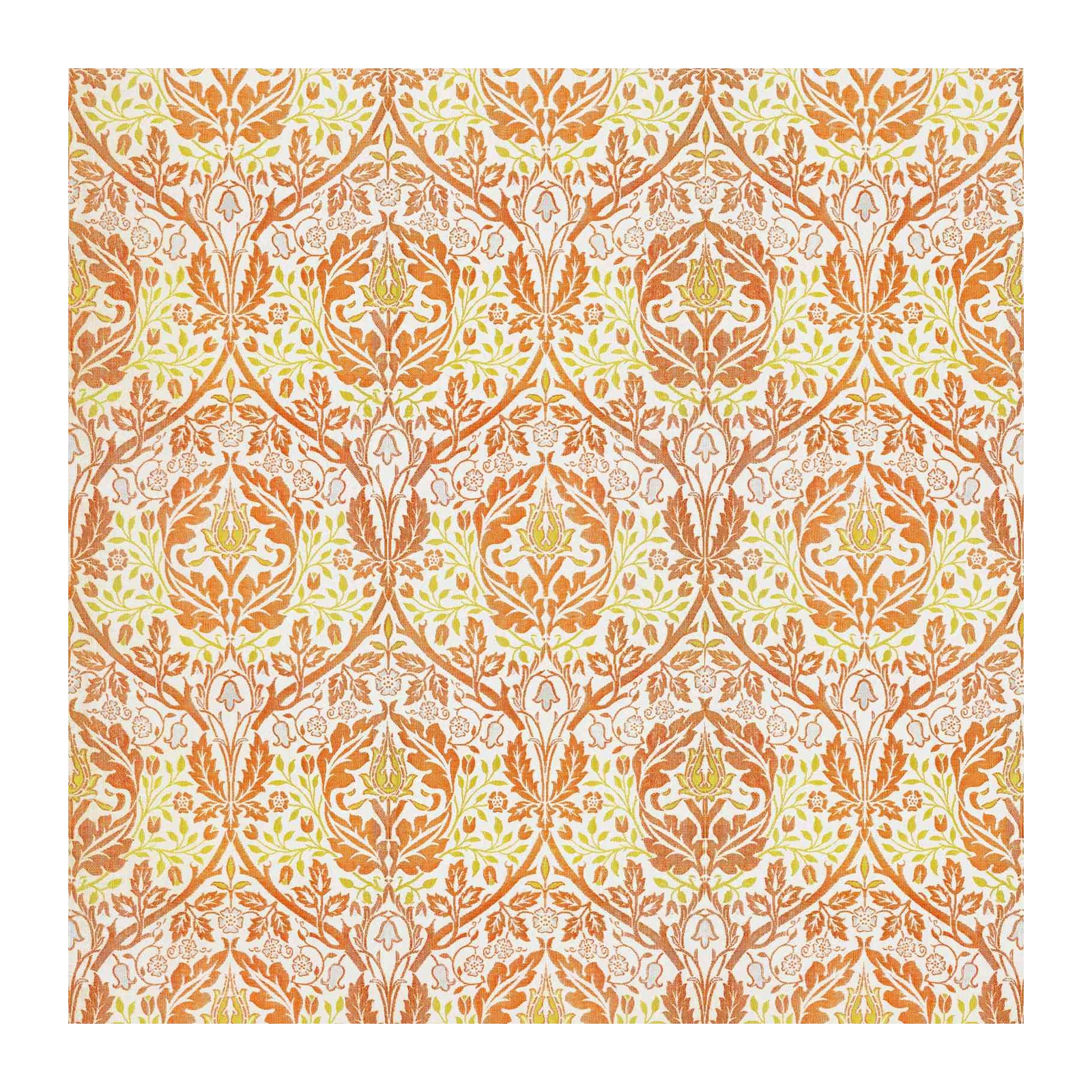 Vibrant Orange Floral Damask Wall Art