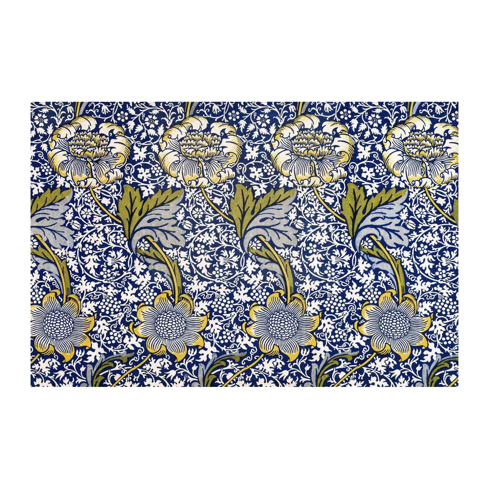 Vintage Floral Art Nouveau Blue Yellow Wall Art