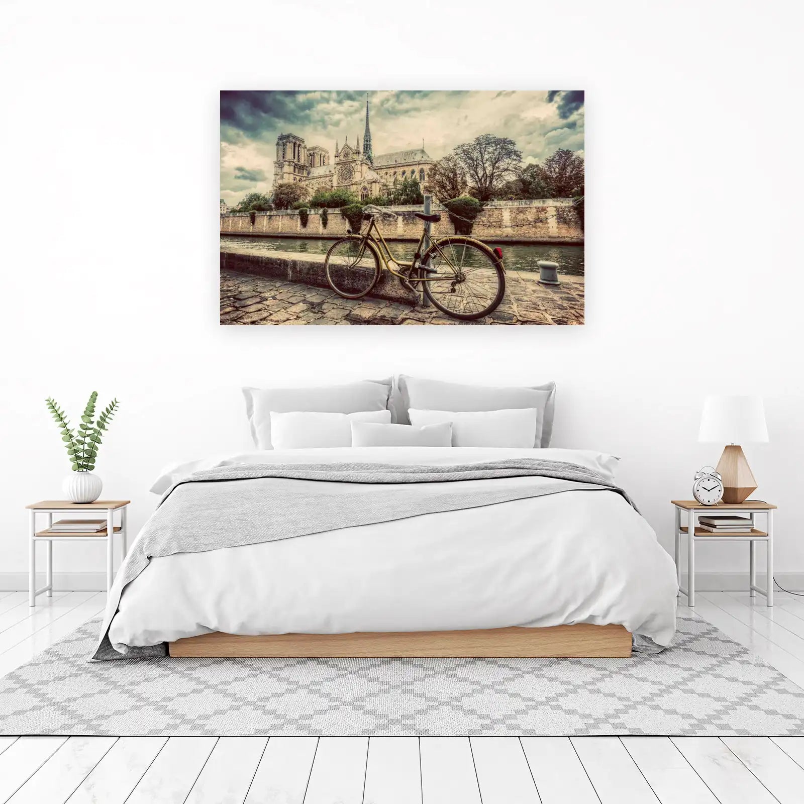 Parisian Dreamscape Notre Dame Bike Wall Art